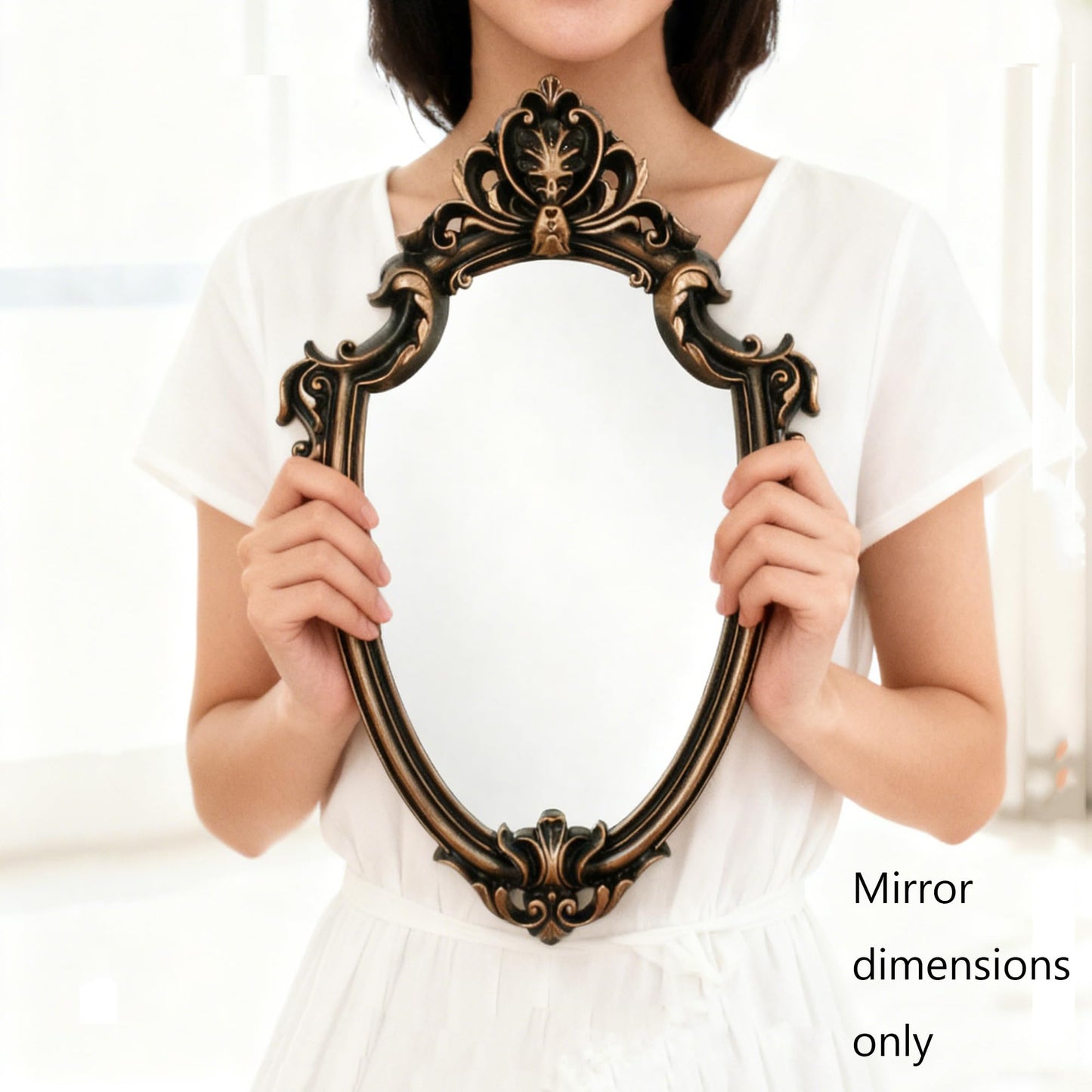 Eaoundm 16.5 x 11.5inch Vintage Mirror Antique Mirror Shield Shape Plastic Frame (Vintage Gold)