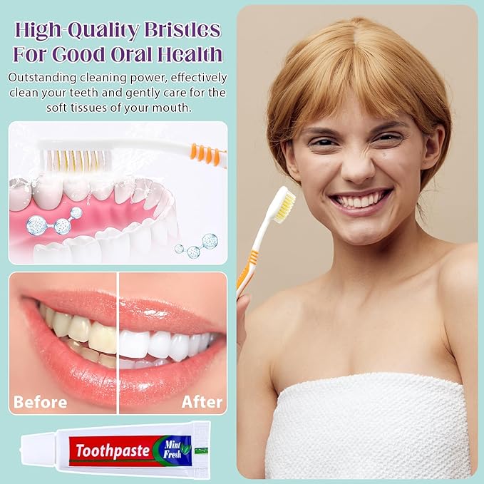 Disposable Toothbrush with Toothpaste 38 PCS, Travel Toothbrush and Toothpaste Bulk Set, Soft Bristle Individually Wrapped Toothbrushes Bulk for Kids, Adult. Suitable for Hotel, Travel, Home, Donated