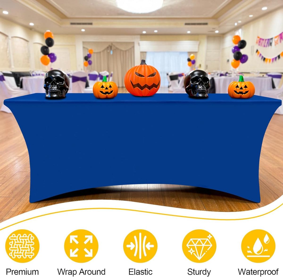 Smiry 2 Pack Spandex Table Cloth 5FT, Elastic Fitted Stretch Tablecloths for Rectangle Tables, Washable Table Cover for Outdoor, Wedding, Banquet & Parties (Blue, 60Lx30Wx30H Inch)