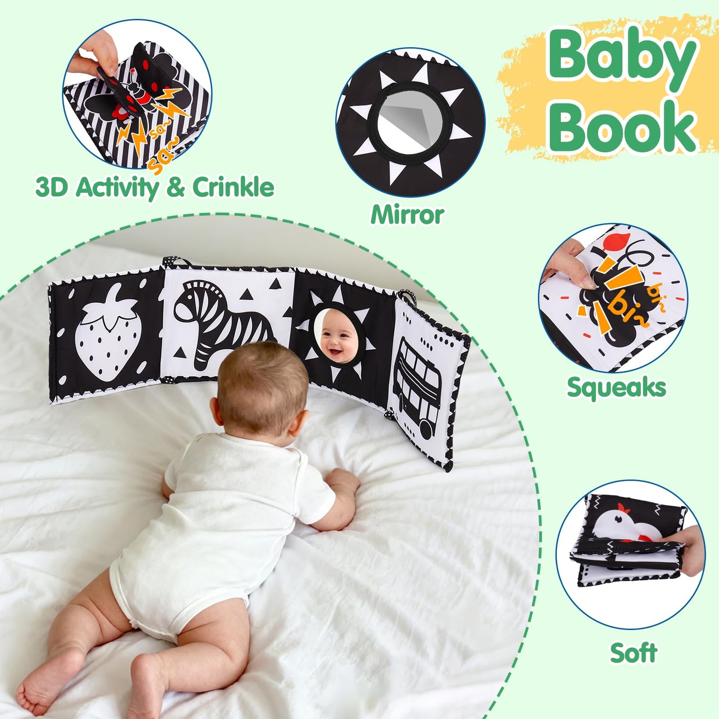 Topsochir Basket for Newborn & Baby Sensory Toy 0-6 Month Music Caterpillar Toy