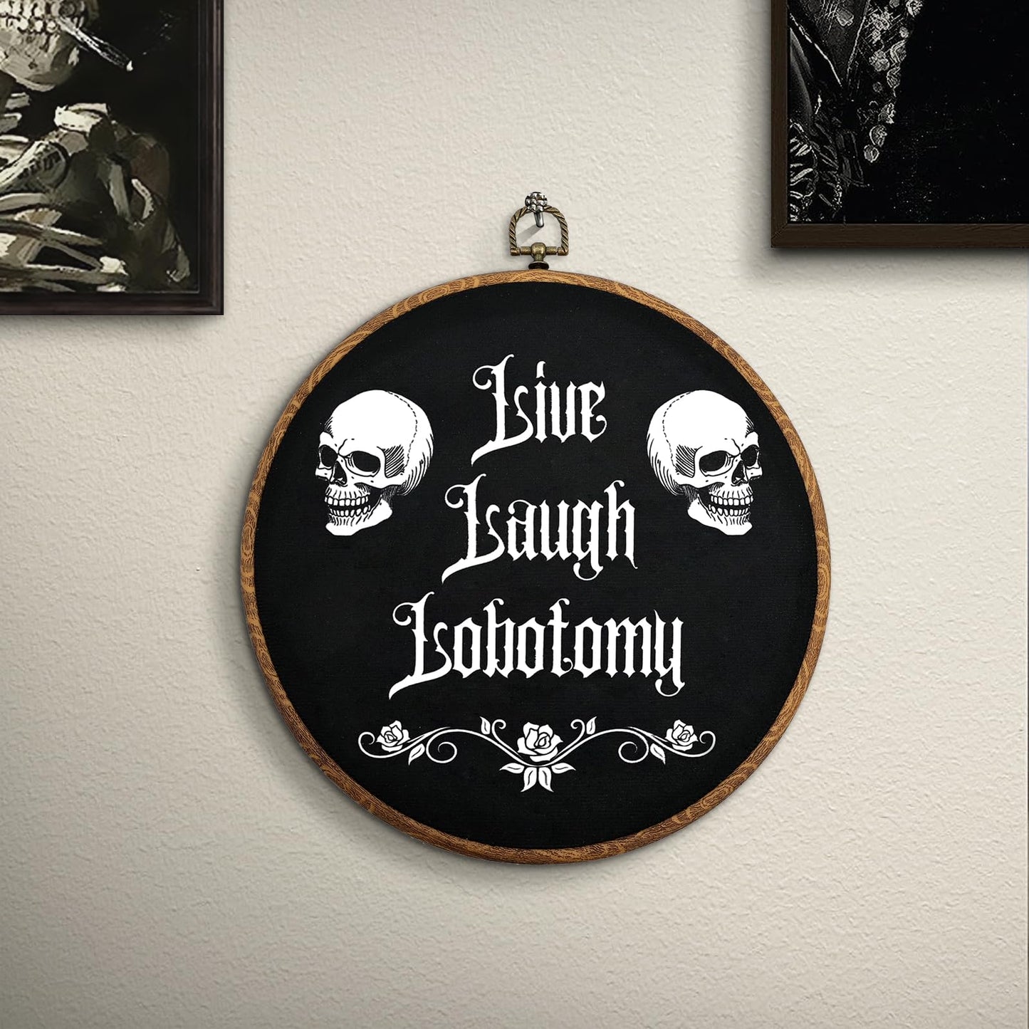 Gothic Wall Decor,Funny Humor Goth Home Decor,Live Laugh Lobotomy Sign For Gothic Decor,Dark Black Wall Art Hanging for Bedroom,Kitchen,Bathroom,Office
