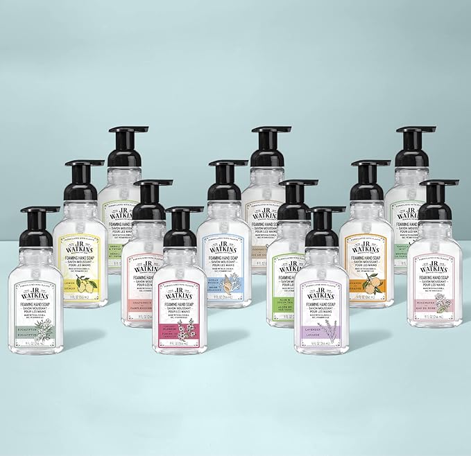 J.R. Watkins Foaming Hand Soap Pump with Dispenser, Moisturizing Hand Soap Foam, Alcohol-Free and Cruelty-Free, Use for Kitchen or Bathroom, Coconut, 9 fl oz, 3 Pack