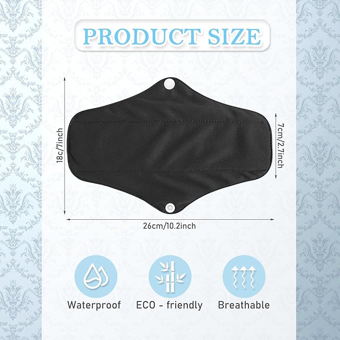 PHOGARY 7 Packs Reusable Menstrual Pads with Wings, Breathable Mesh Surface Cloth Sanitary Pads for Heavy Flow with Wet Bag, Washable Overnight Cloth Panty Liners for Women
