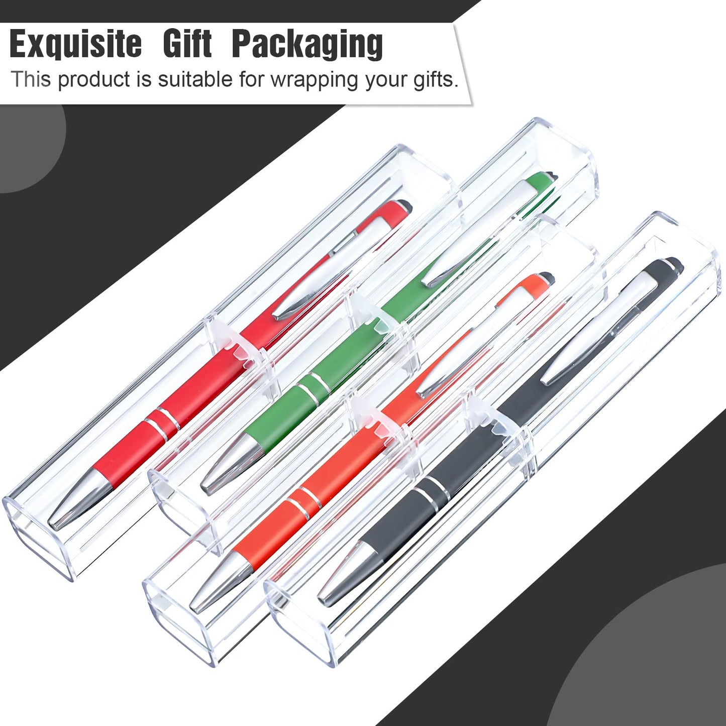 Spakon 40 Pieces Pen Gift Boxes, Acrylic Plastic Pen Cases Storage Plastic Pencil Box Case Transparent Pencil Container for Student School Office Supply