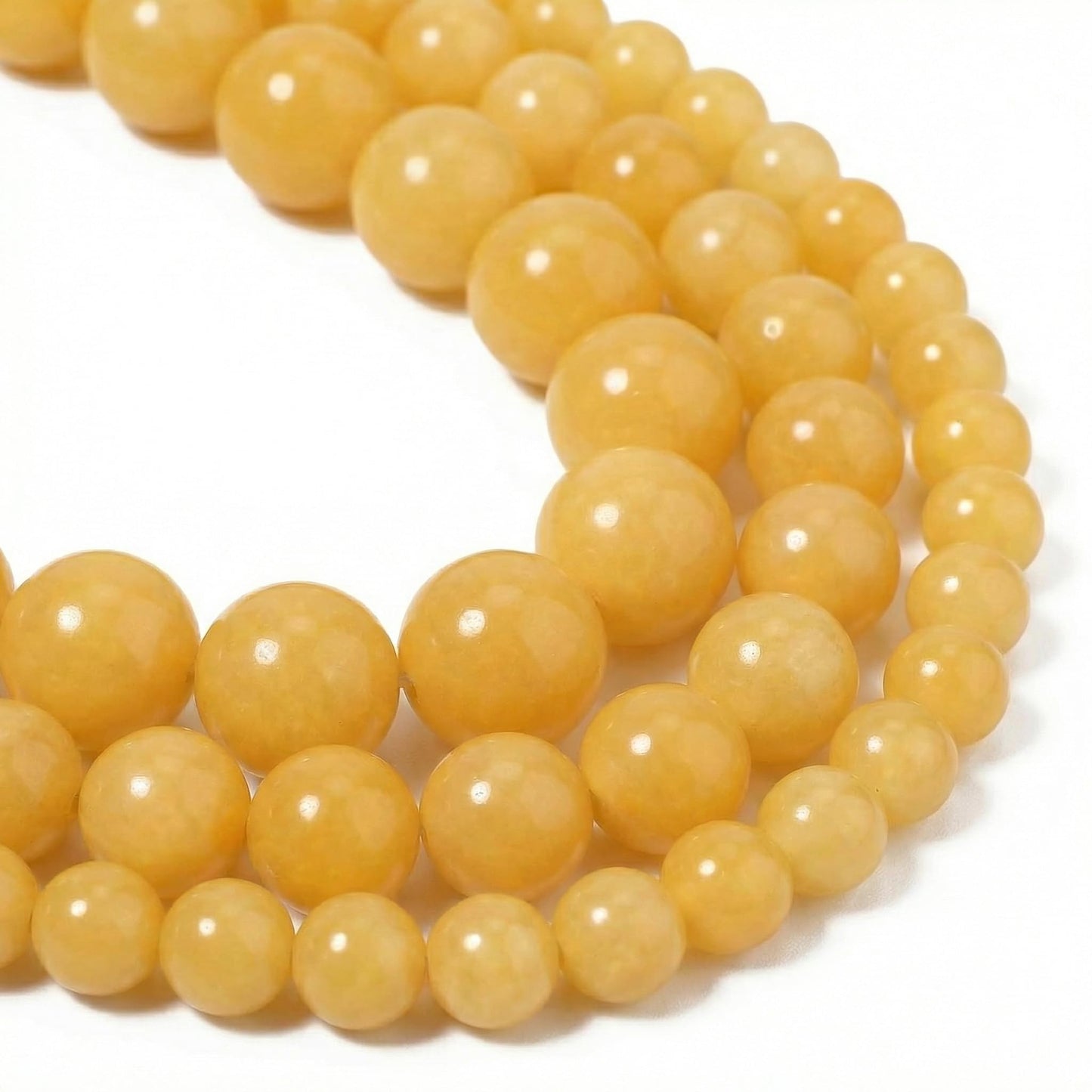 Yochus 45pcs Yellow Jade Beads，8mm Healing Power Natural Stone Round Loose Beads for Jewelry Making Earring Necklace DIY Crafts