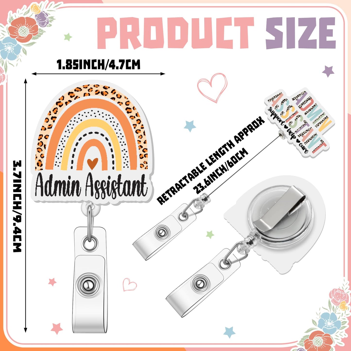 12 Pcs Administrative Professional Day Gifts Administrative Assistant Badge Reel Admin Assistant Appreciation Gift Badge Holder Retractable for Executive Office Manager Secretary Employee Coworker