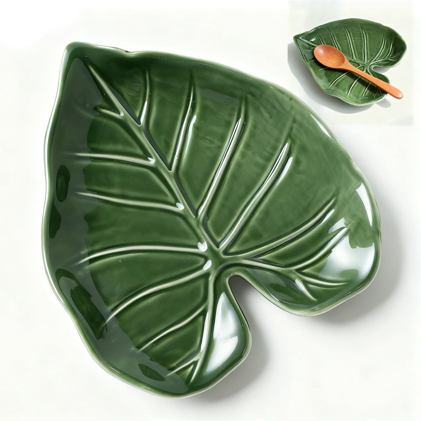 Leaf Spoon Rest, Leaf-shaped Ceramic Spoon Rest for Stove Top, Heat-resistant Kitchen Utensil Holder, Decorative Cookware Accessory