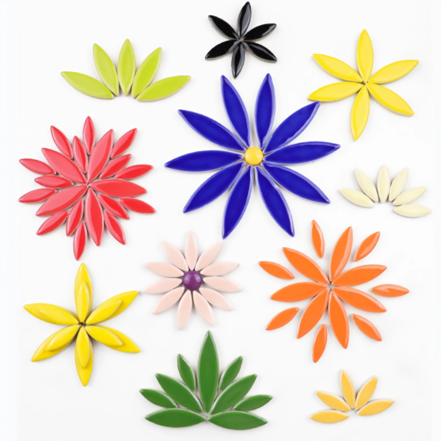 ZWCT 200g Ceramic Mosaic DIY Set Colorful Petal Ceramics Leafy Vein Mosaic Tiles Craft Materials Mosaic Art Materials - Light Green