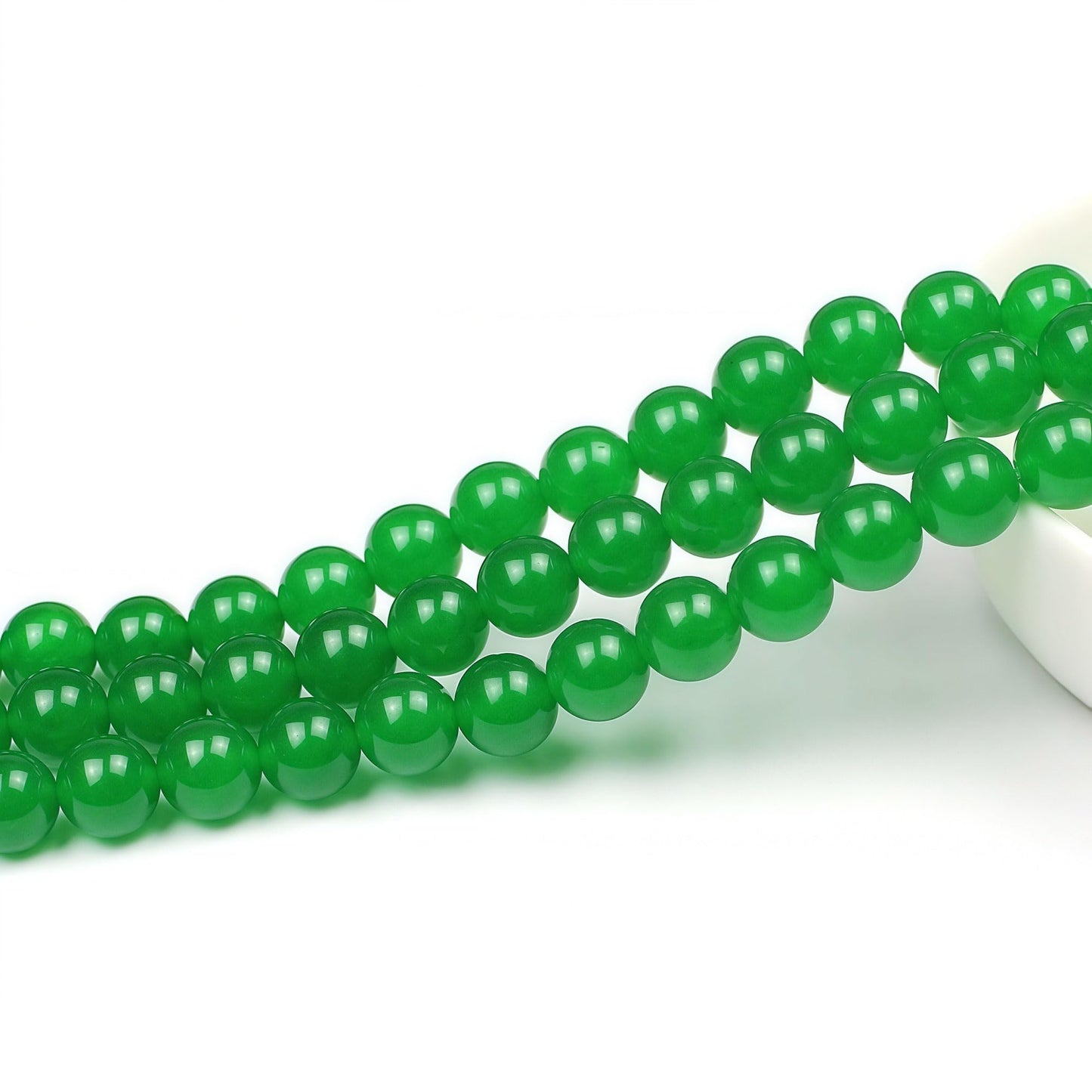 MJDCB Natural Green Jade Round Loose Beads for Jewelry Making DIY Bracelet Necklace (10mm)