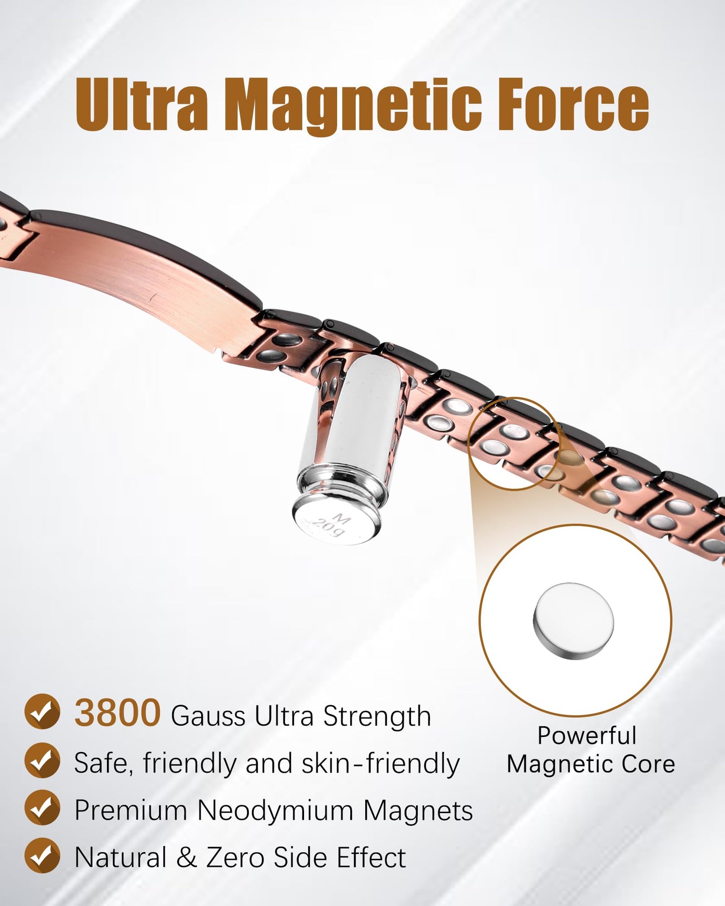 Jeracol Copper Bracelet for Men, Ultra Strength Magnetic Bracelets with 3500 Gauss Magnets - Adjustable Sizing Tool & Gift Box (Black Cross Style)