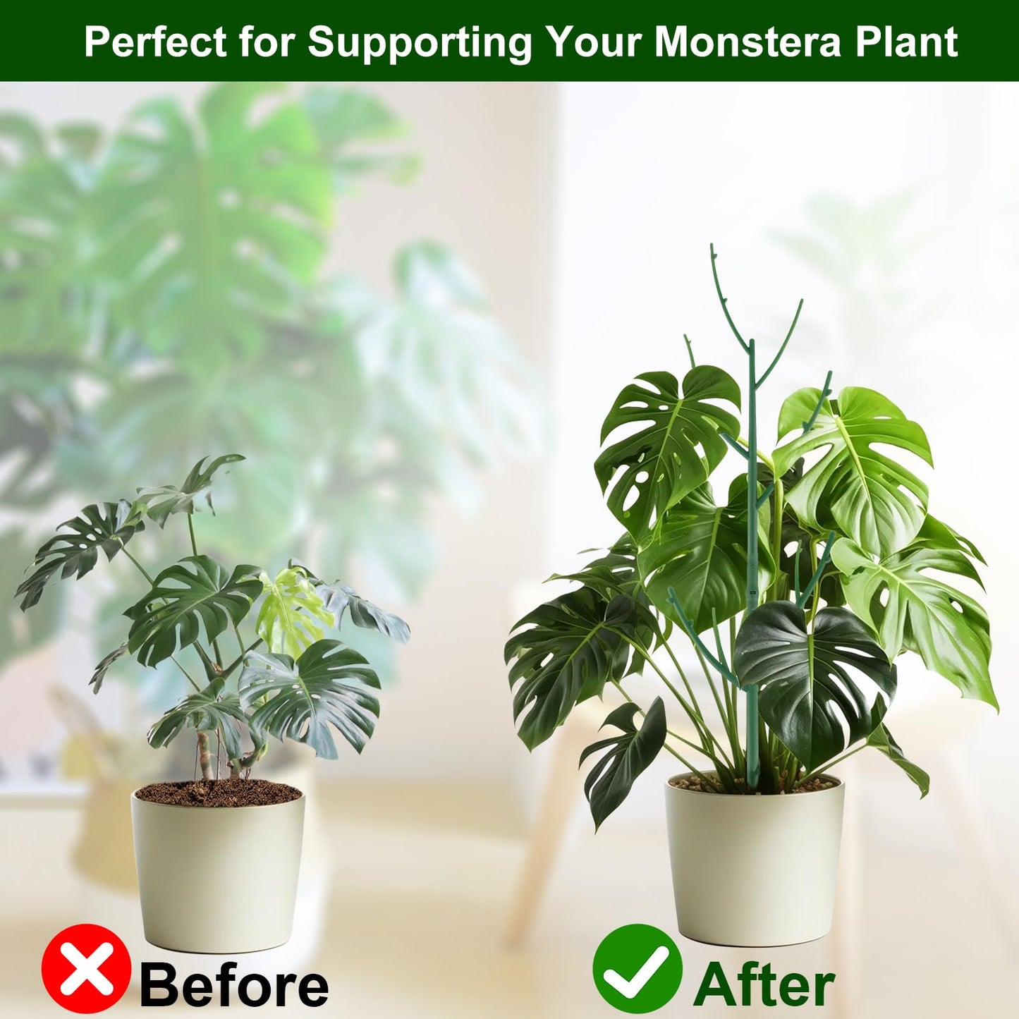 Yhtpouqe 10 Pack Stackable Monstera Plant Support, Garden Stakes for Climing Plants Stem Support, Durable Plant Accessories for Indoor Outdoor Potted Plants, Pothos, Vine, Flower Use