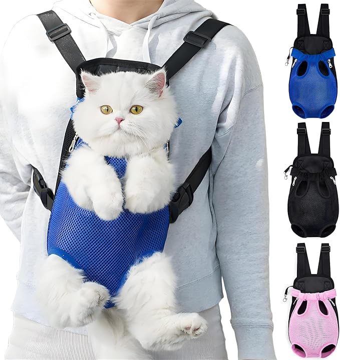 Pet Carrier Backpack, Adjustable Pet Front Carriers for Small Medium Dogs Cats 5-18 Lbs, Legs Out, Dog Cat Carrier Backpack for Hiking,Camping,Traveling,Cycling (Pink, Medium（Fit:5-10lb）)