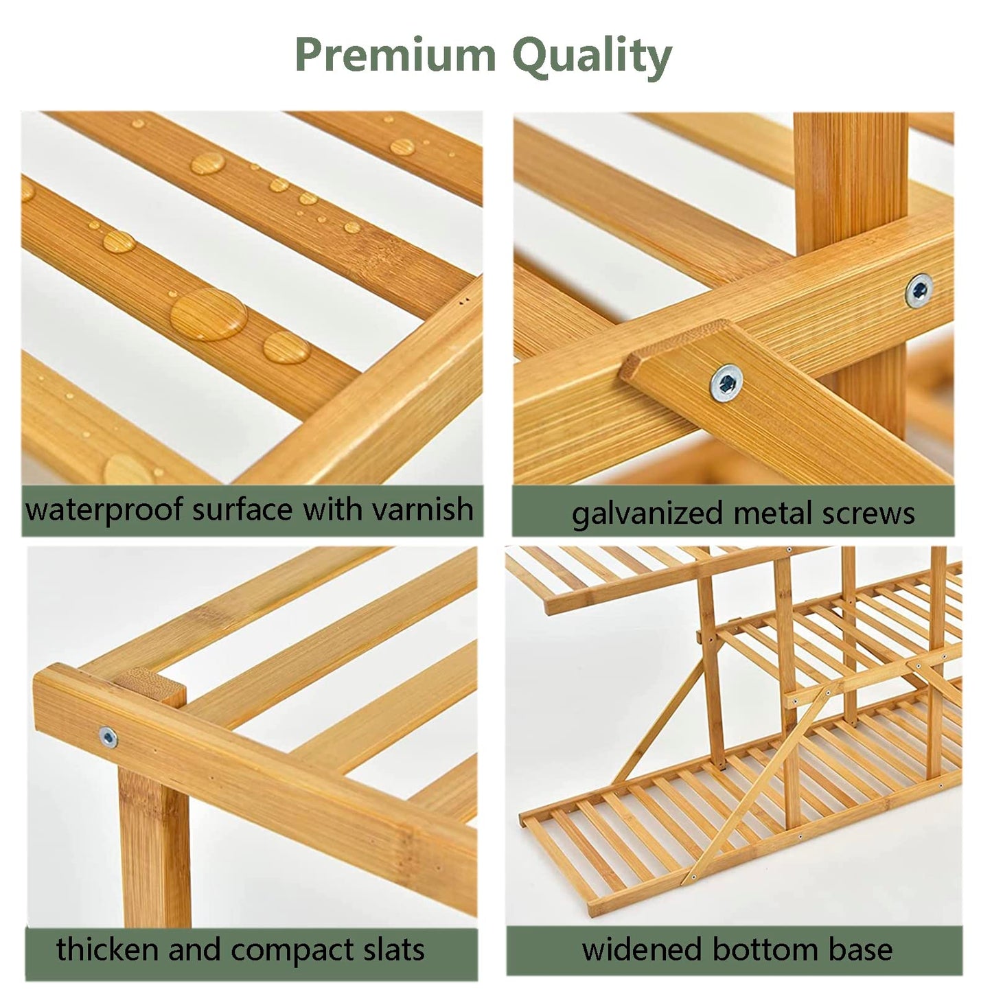 Tall Plant Stand No Assembly Required 6-Tier Foldable Bamboo Plants Shelves for Indoor Outdoor, Large Capacity Flower Pot Holder for Multiple Plants for Living Room, Patio, Balcony, Office