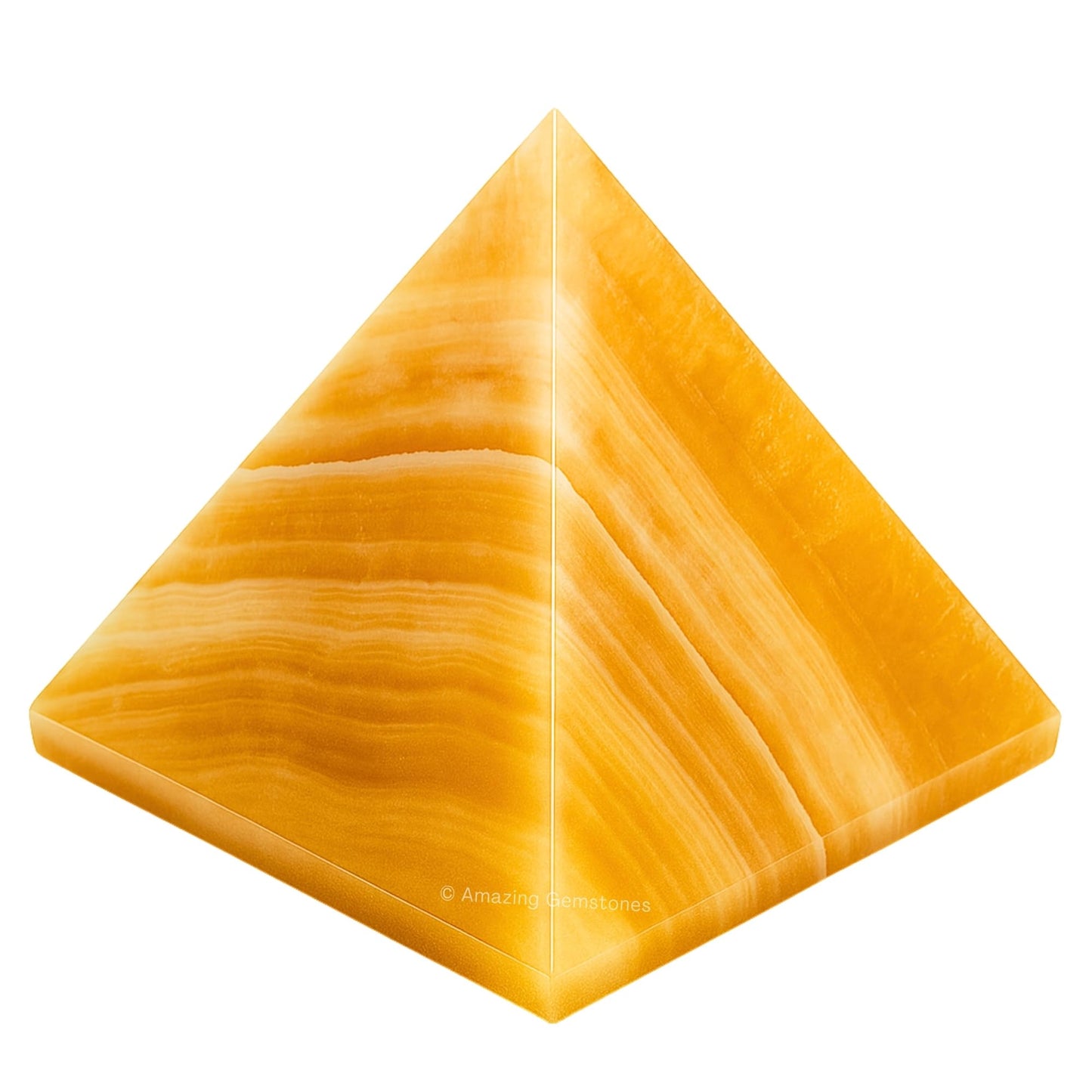 Yellow Calcite Pyramid Crystal Healing Stones - 1.5" Great Pyramid Figurine of Natural Stone Pyramid for Meditation, Reiki, Chakra Balancing and Crystal Pyramids Grid
