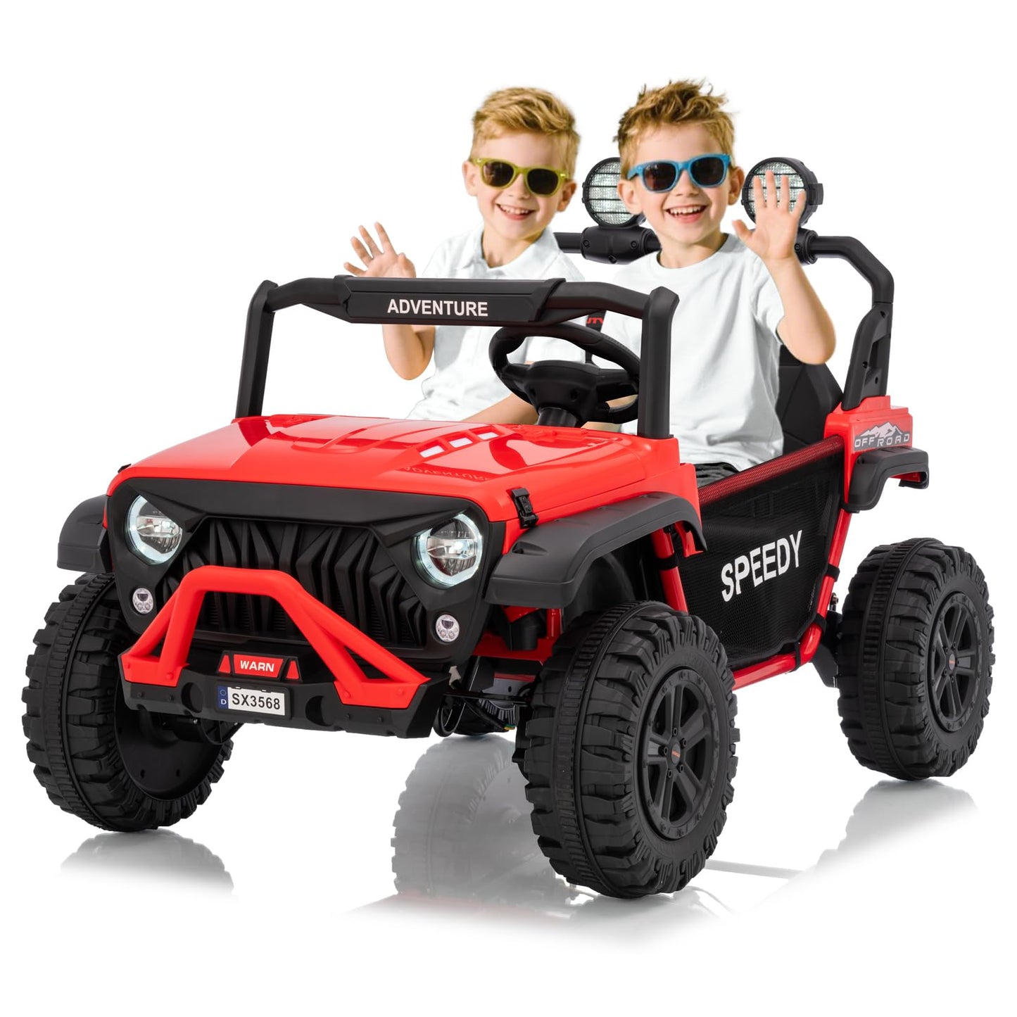 Garvee 24V Ride on Toys for Big Kids with Remote Control - 4WD Electric Car, 2 Seater UTV, Spring Suspension, Front & Behind LED Lights, Dual Storage, 3 Speeds, Bluetooth Music, Parent Safety Brake,