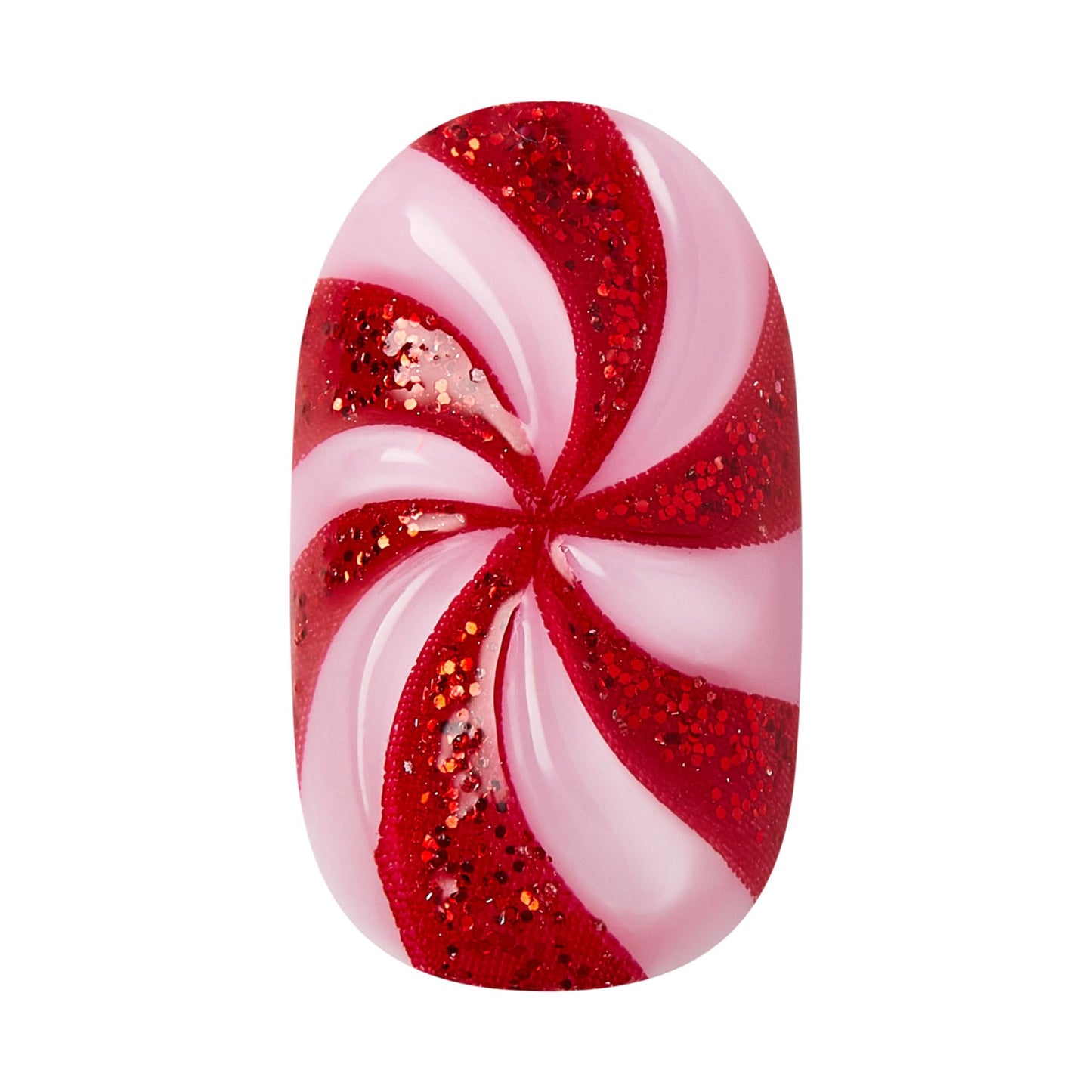 KISS imPRESS Holiday Press On Nails, ‘Be Merry’, Pink, Short Oval, 3D Effect, Improved Super Hold Adhesive, 30 Fake Nails, Prep Pad, Mini Nail File, & Manicure Stick