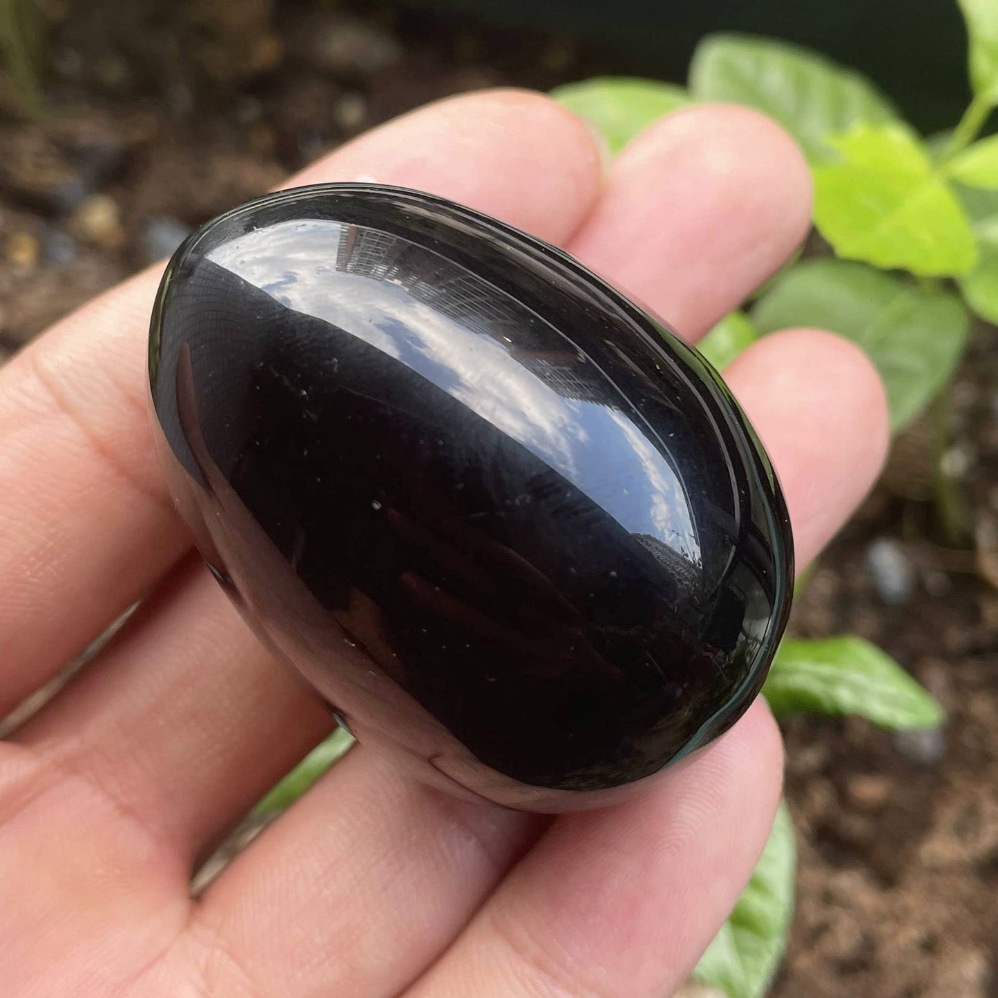 favoramulet Polished Stone Egg for Easter Day, Palm/Pocket/Worry Enegry Healing Crystal Display Sphere Figurine Fengshui, Black Obsidian 1.8" x 1.3"