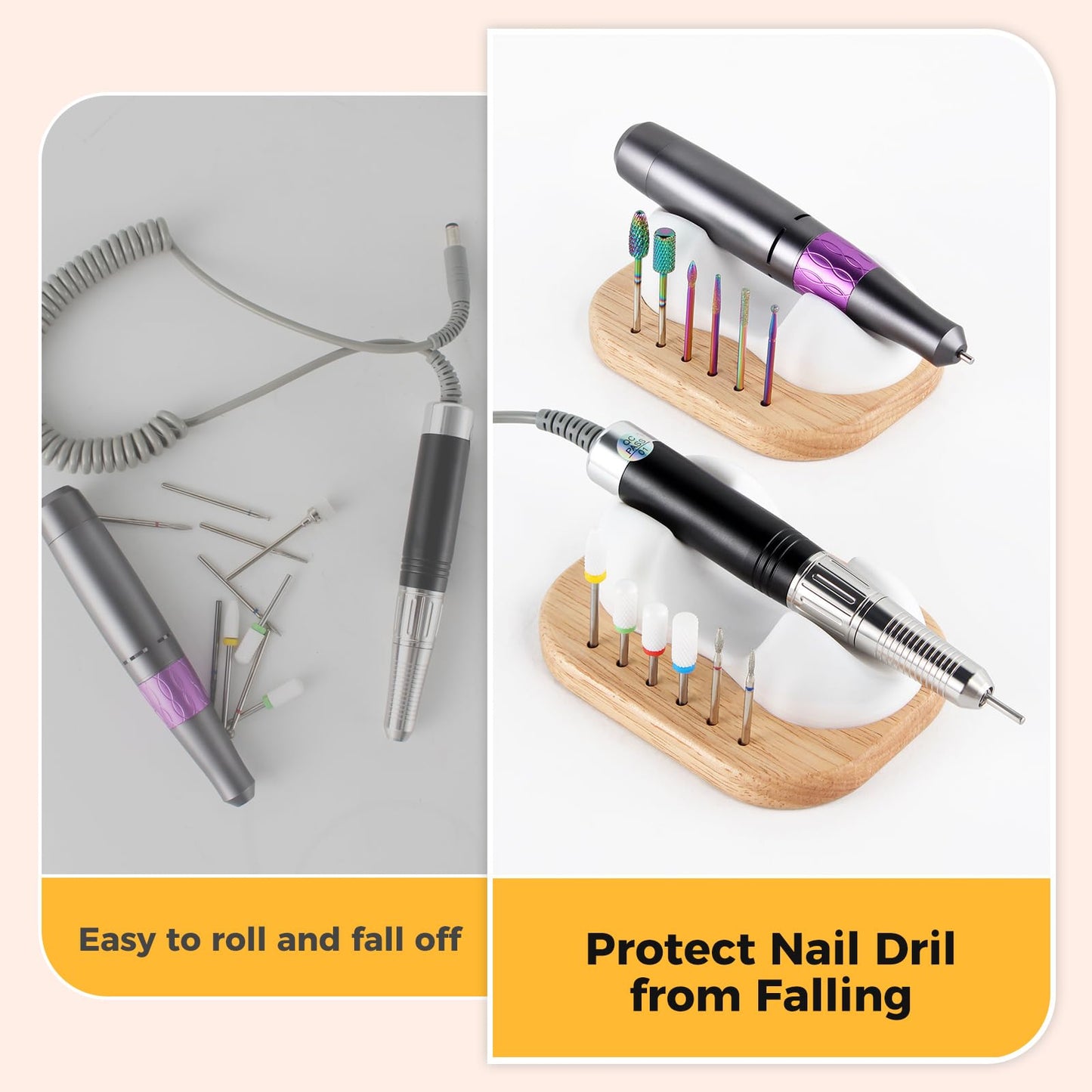 Nail Drill Bit Holder and Organizer, 6-Bit Organizer for Nail Drill Machine, Professional Nail Tools Organizer and Storage Box Case