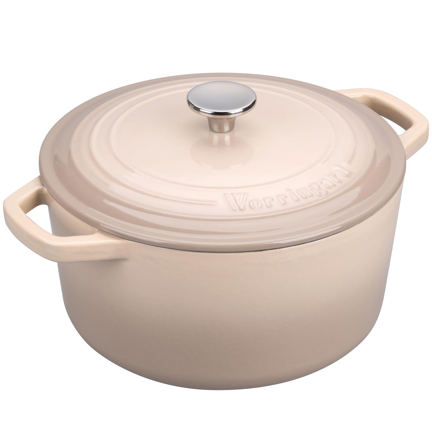 VORRINGARD Enameled Cast Iron Dutch Oven Pot with Lid, for Bread Baking, Round Bread Oven- include Sourdough Bread Baking Supplies Set, 4.5QT, Latte