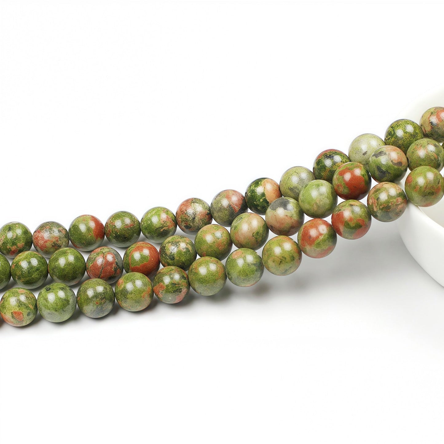 MJDCB Natural Stone Beads Unakite Round Loose Spacer Beads 15'' 4m 6m 8m 10mm 12m for Jewelry Making (10mm)