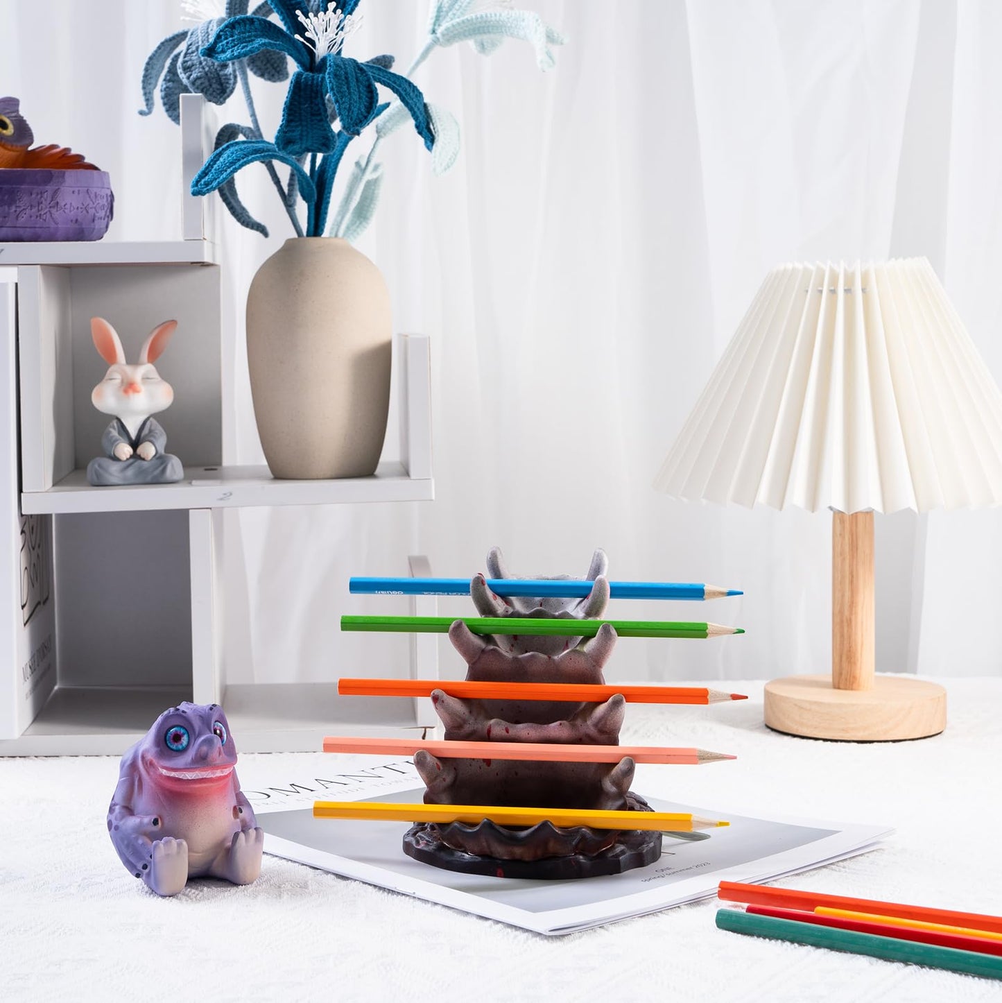 LETAPCLAWTTT ‌Premium Resin Pen Holder with Glasses & Phone Stand - Multi-functional Desk Organizer for Office, Study & Home, Stylish Gift