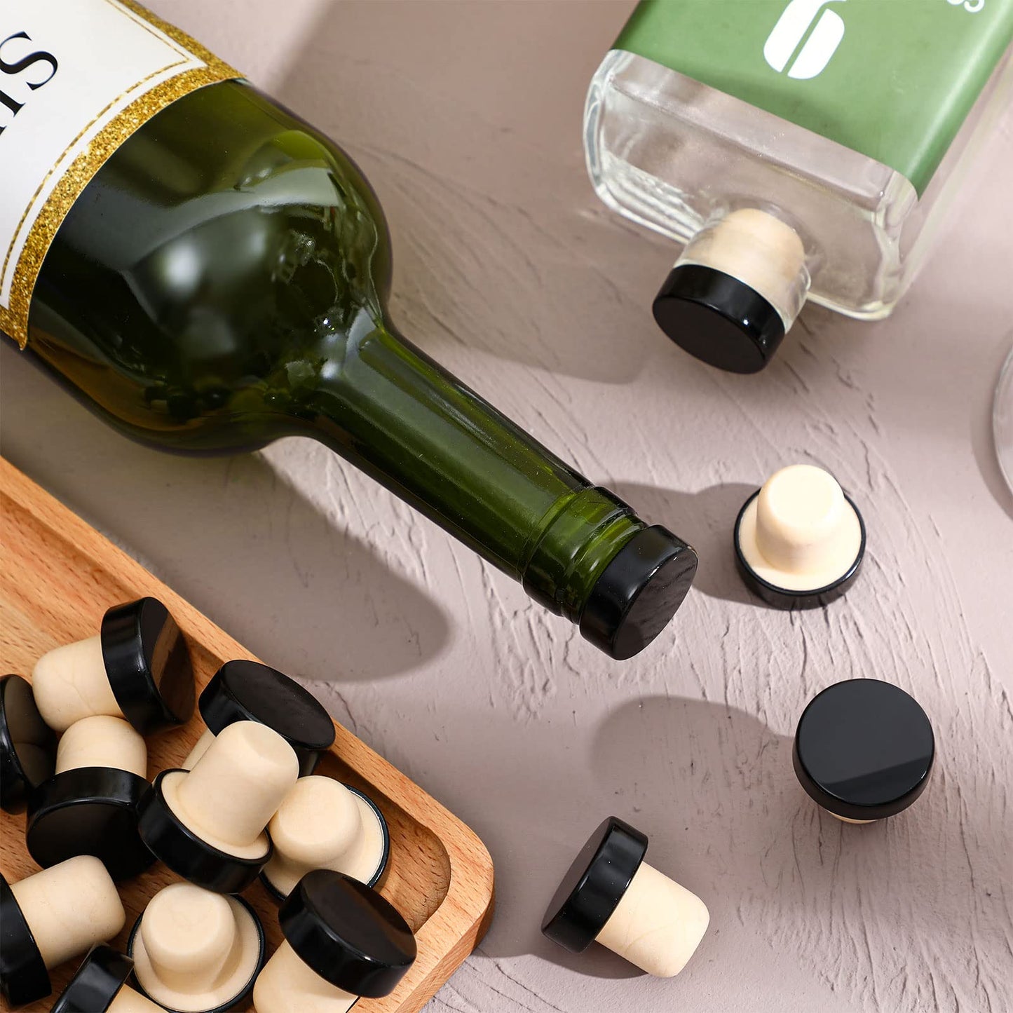 Yookeer T-shaped Stopper Cork Wine Bottle Stoppers Reusable Wine Sealing Plug for Beer Bottles DIY Craft(Black,36 Pieces)