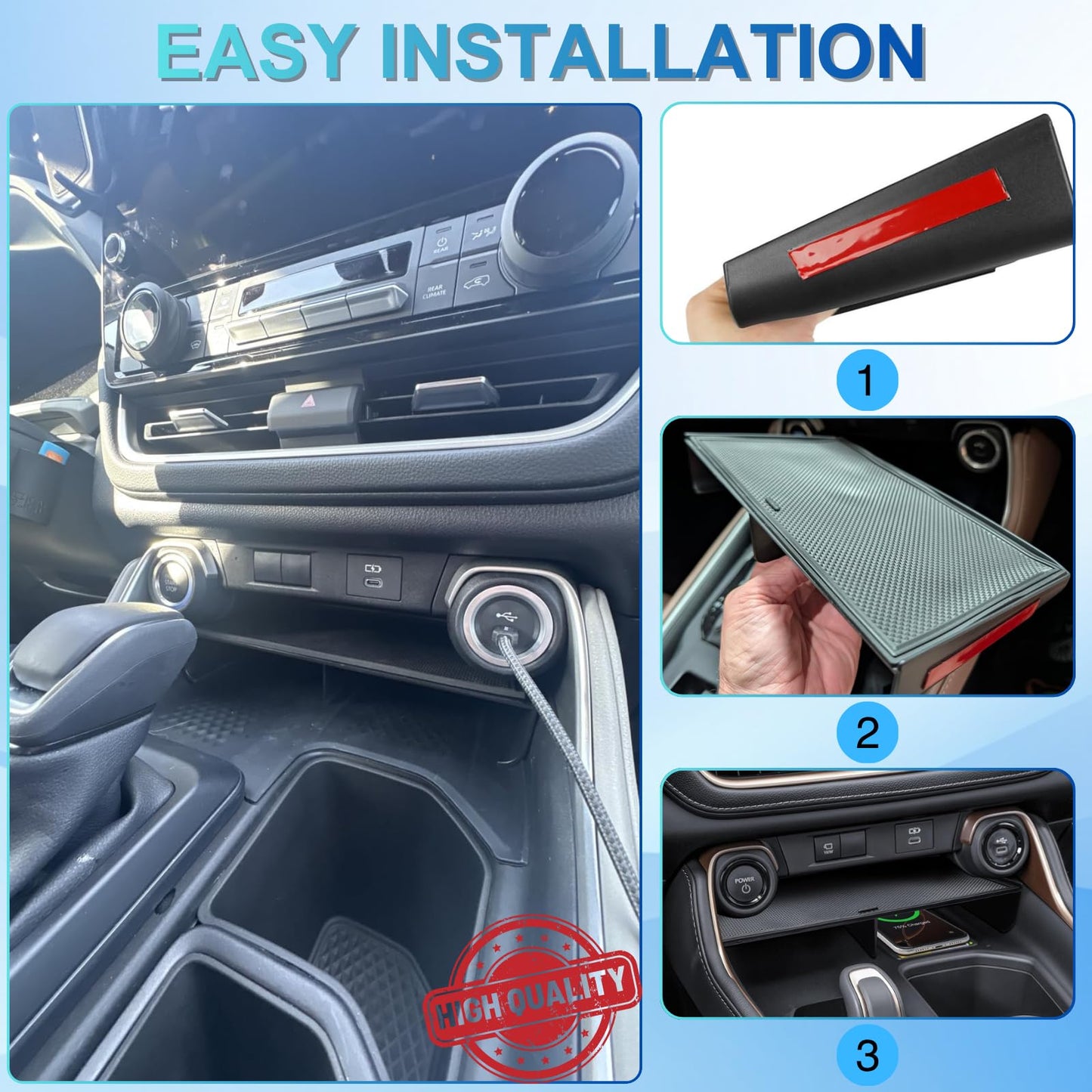 Qlhshop Middle Center Console Organizer for Toyota Grand Highlander 2026 2025 2024 Front Console Insert Divider Tray Secondary Storage Cubby Interior Accessories - (Not for Highlander)
