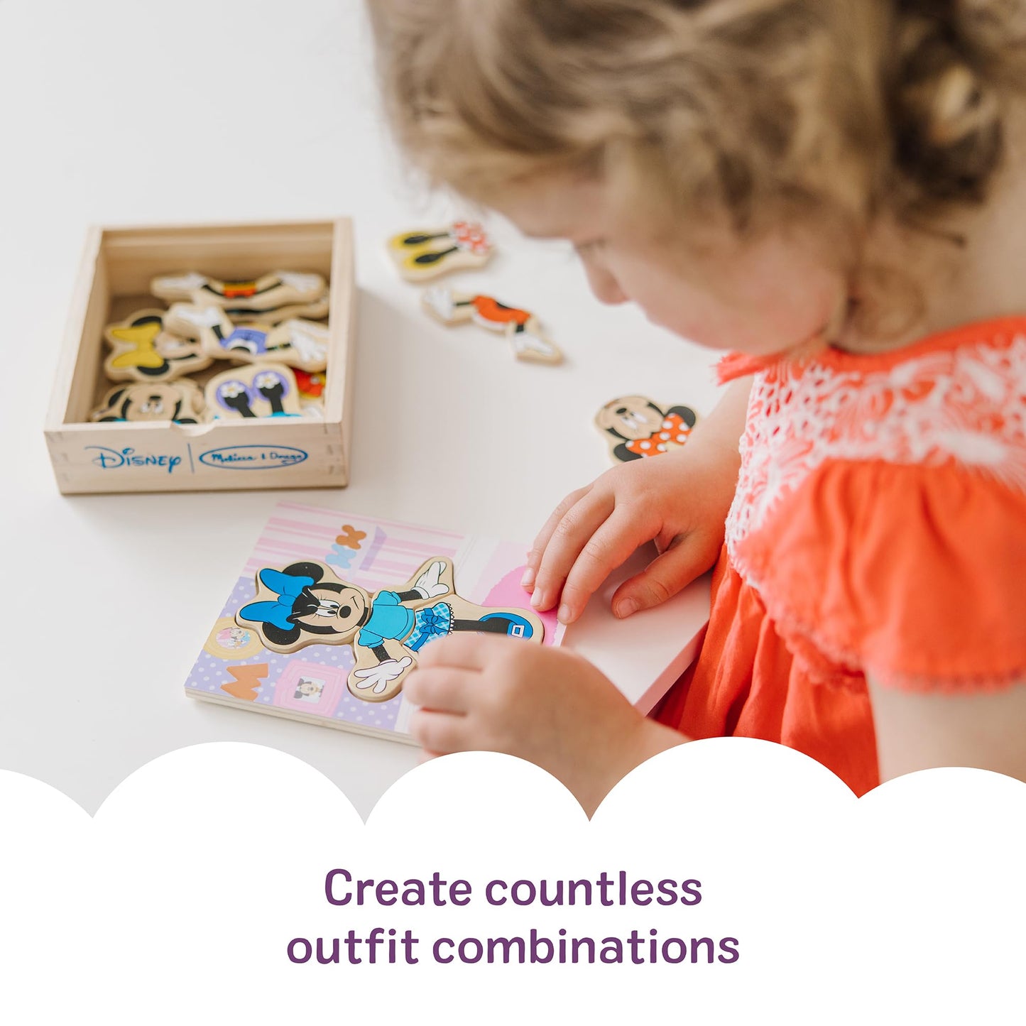 Melissa & Doug Disney Minnie Mouse Dress-Up Puzzle, 18 Pieces Mix and Match Outfits, Sorting & Matching Toy with Storage Case, Educational Puzzle for Toddlers Ages 3+