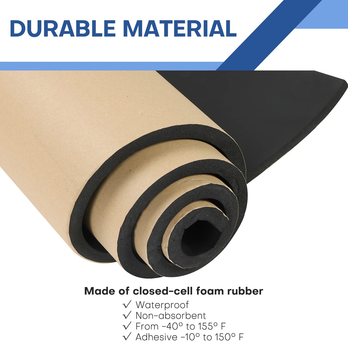 MYFULLY Sponge Neoprene Roll with Adhesive, Waterproof Foam Rubber Sheet Cut to Multiple Dimensions and Lengths for Shock Pad, Gaskets, DIY, Crafts (1/2" Thick x12 Wide x 54" Long)