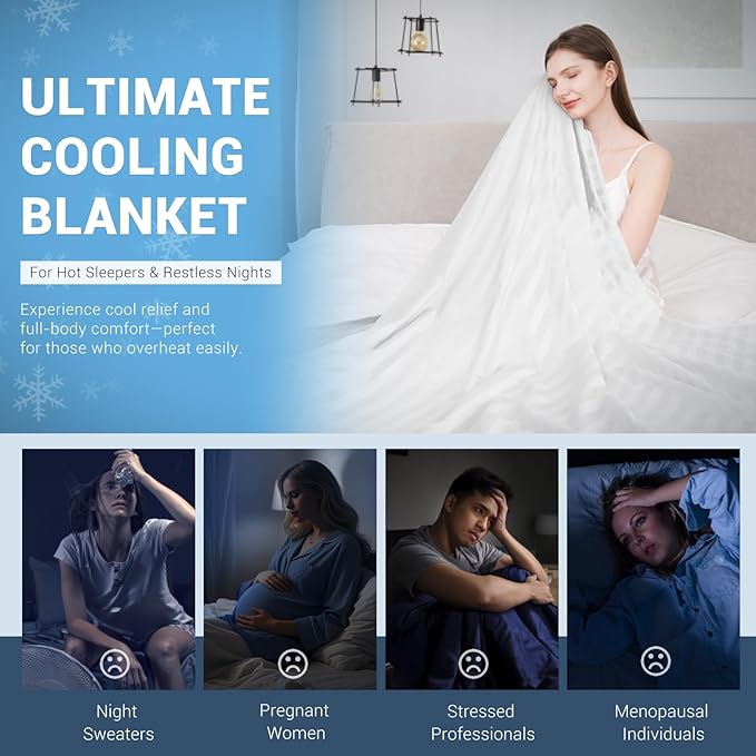 Elegear Revolutionary Cooling Throw Blanket, Absorbs Heat to Keep Body Cool for Night Sweats, Double Sided Arc-Chill3.0 Cool Fiber Q-Max>0.5, Lightweight Summer Cold Blankets Sleeping 51" x 67"