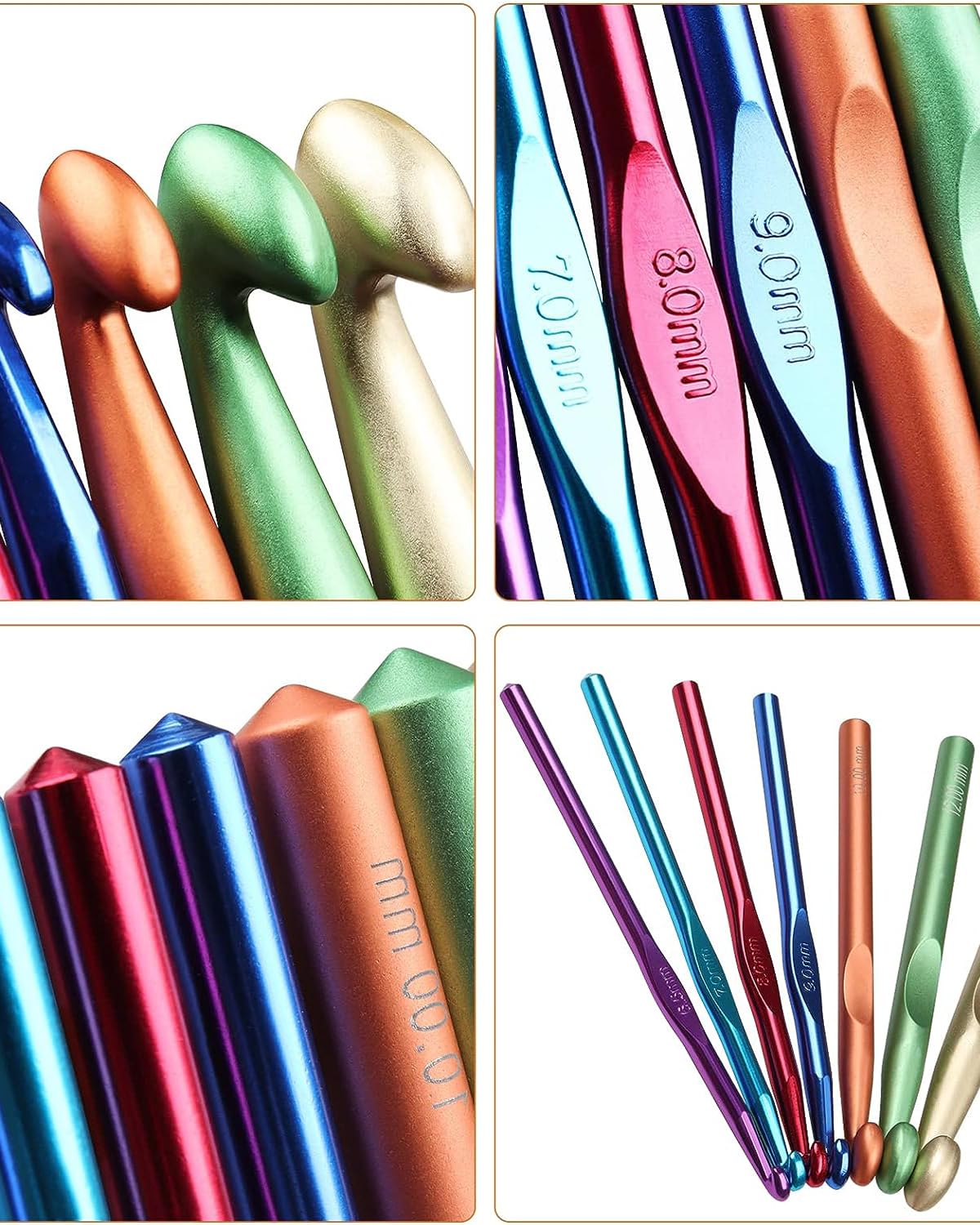 Aeelike Large Aluminum Crochet Hooks Huge Metal Crochet Hook Set - Crochet Needles for Thick Bulky Yarn Blankets - Beginners Big Crochet Set Size 6.5mm 7mm 8mm 9mm 10mm 12mm 15mm