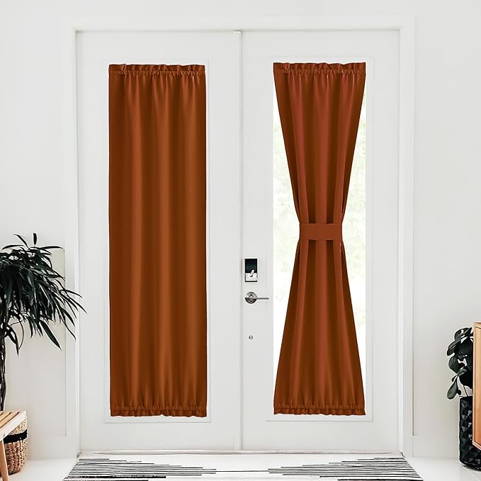 NICETOWN Door Curtains for Doorway Thermal Insulated French Door Window Curtain for Kitchen Patio Sliding Glass Halloween Rod Pocket Window Shade with Adjustable Tieback, 30" W x 72" L, 1 PC