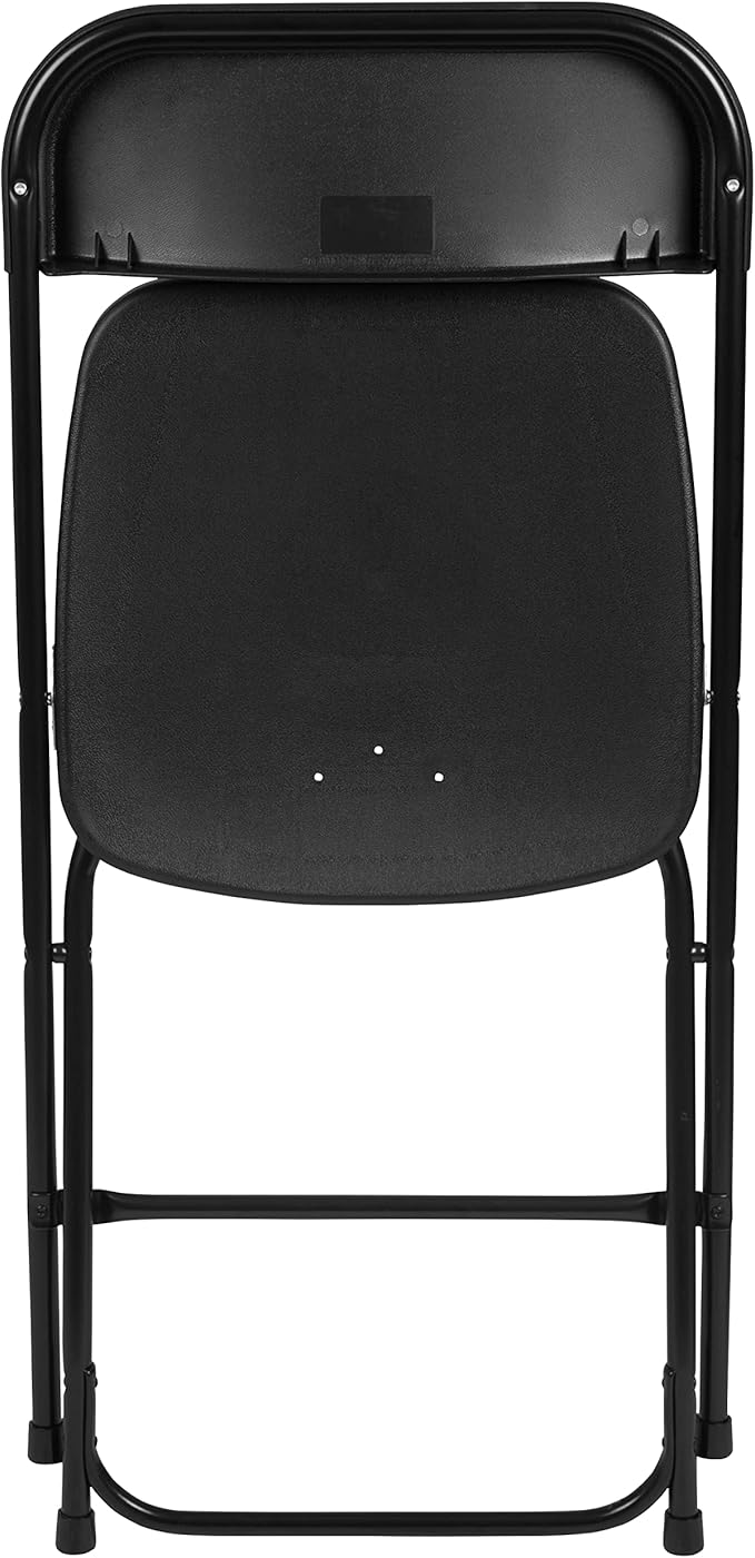 Flash Furniture Hercules Set of 10 Indoor/Outdoor Heavy-Duty Plastic Folding Chairs, Foldable Commercial Stacking Chairs with 650-lb. Static Weight Capacity, Black
