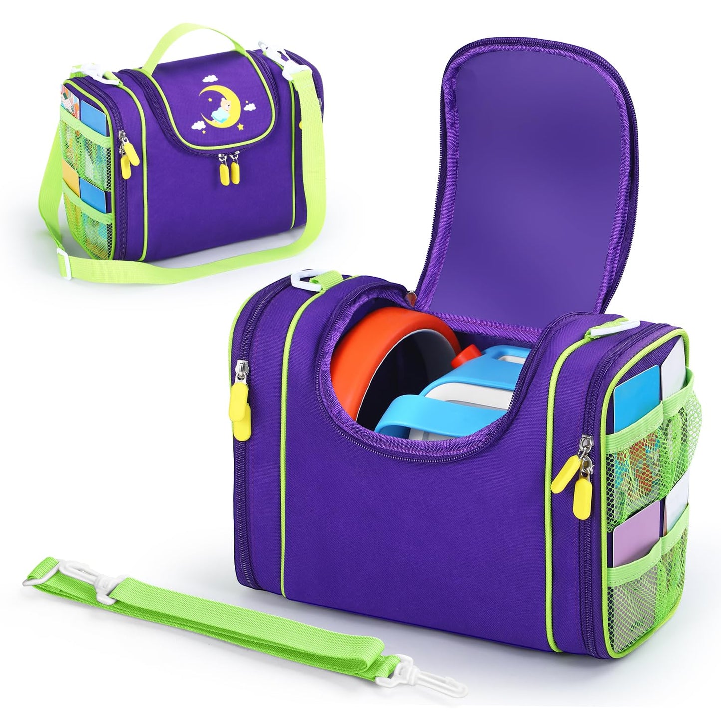 Carrying Case Compatible with Yoto player, Cards Storage Bag with Handle and Shoulder Strap, Travel Storage box for Audio Music Player & Headphone Accessories (Purple)