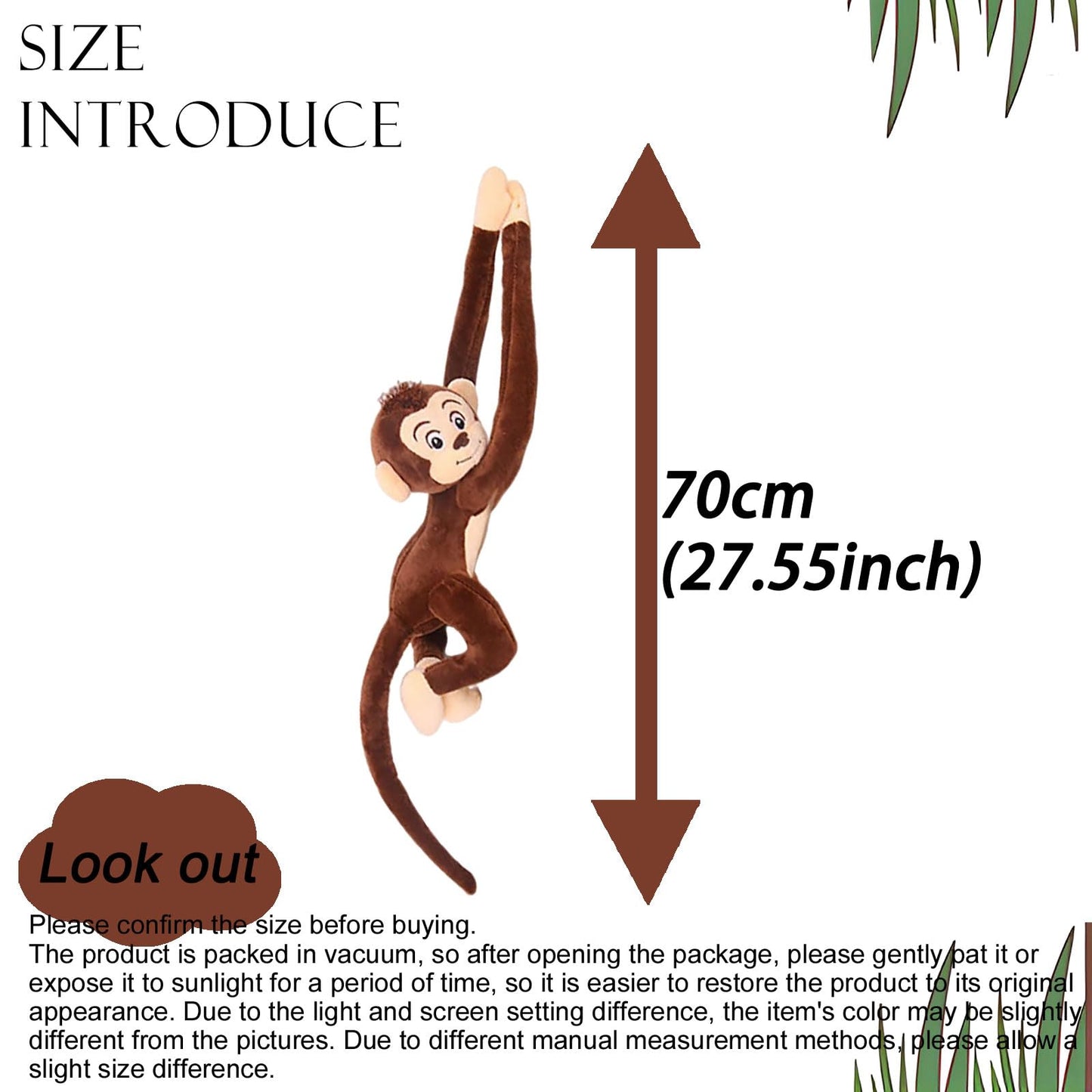 CHELEI2019 2PCS 27.6" Monkey Plush Stuffed Animal,Hanging Stuffed Animal Monkey with Long Hands