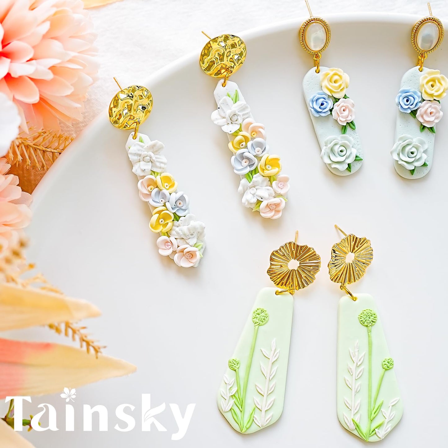 TAINSKY Long Dangle Shape Clay Cutters, 17 Shapes Polymer Clay Cutters for Earrings Making, Long Rectangle Shape Polymer Clay Cutters, Basic Clay Cutters for Polymer Clay Jewelry