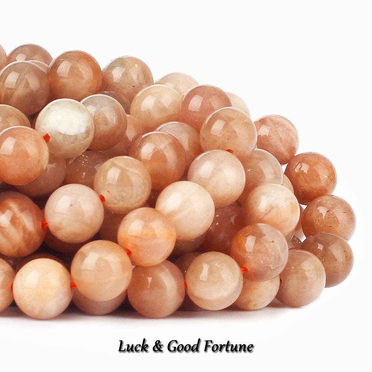 70PCS Natural 8MM Healing Gemstone, Sunstone Energy Stone Round Loose Beads, Semi-Precious Crystal Beads with Free Elastic String for Jewelry Making DIY