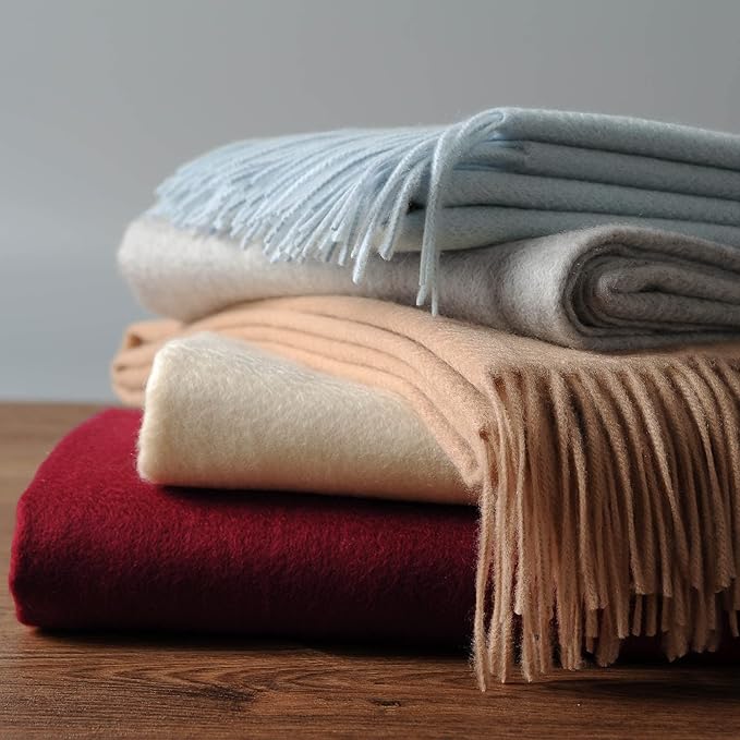 EP Mode 100% Pure Cashmere Throw Blanket for Sofa, Classic Design with Gift Box (Rugby Tan)