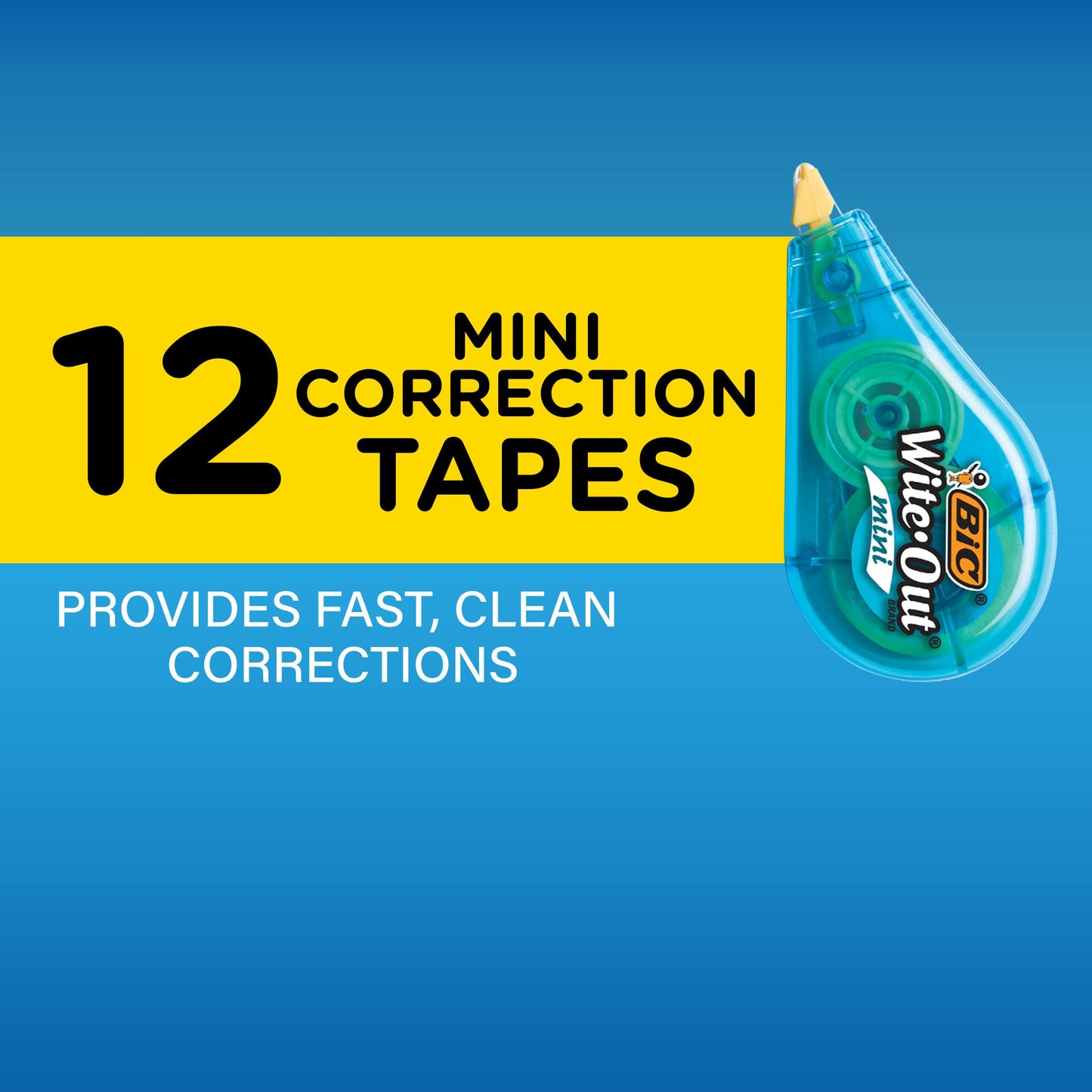 BIC Wite-Out Brand Mini Correction Tape, White Out, Tape Applies Dry, Great For School And Home 12-Count (Pack of 12, 144 Count Total)