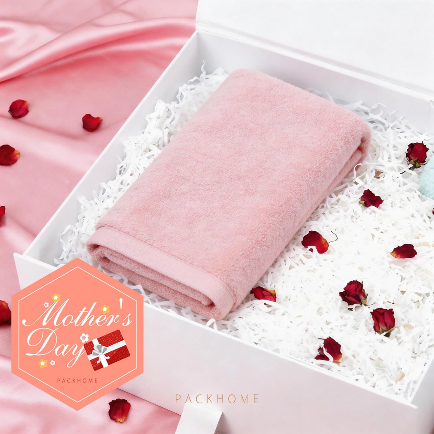 PACKHOME Mother's Day 17x14.5x5.5 Inches, Extra Large Gift Box with Lid, Magnetic Closure Boxes with Ribbon for Clothes and Large Gifts (Glossy White)
