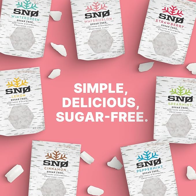 Watermelon KETO Xylitol Candy Chips - SNØ 1.5oz Tin - Sugar-Free Candy With Only 2 Ingredients | Low Carbs, Diabetic-Friendly, Non-GMO, Vegan, GF & Kosher | Purest candy in the world!