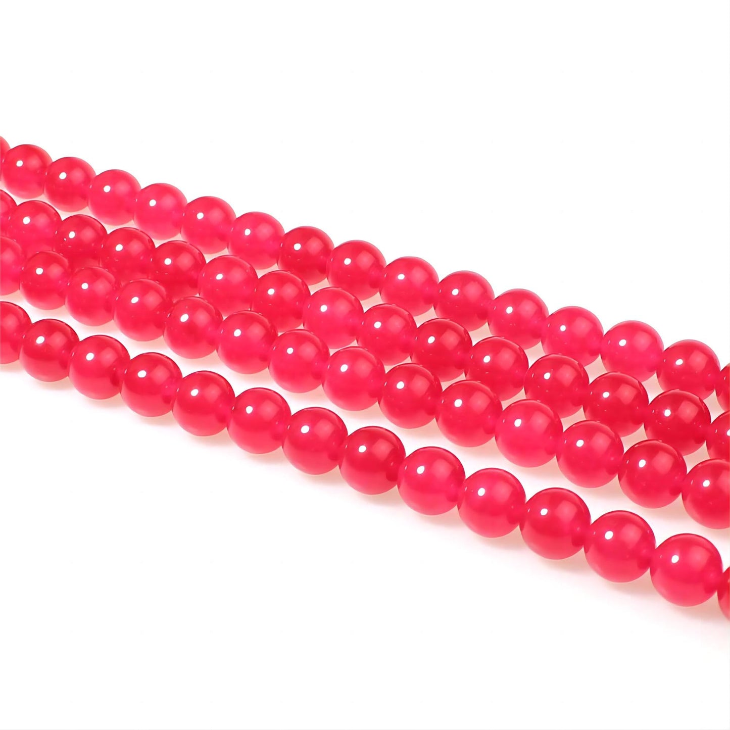 MJDCB Stone Beads 8mm 43pcs Round Light Rose Red Jade Loose Gemstone Bead Charms for Jewelry Making Bracelet Necklace Earring Pendant