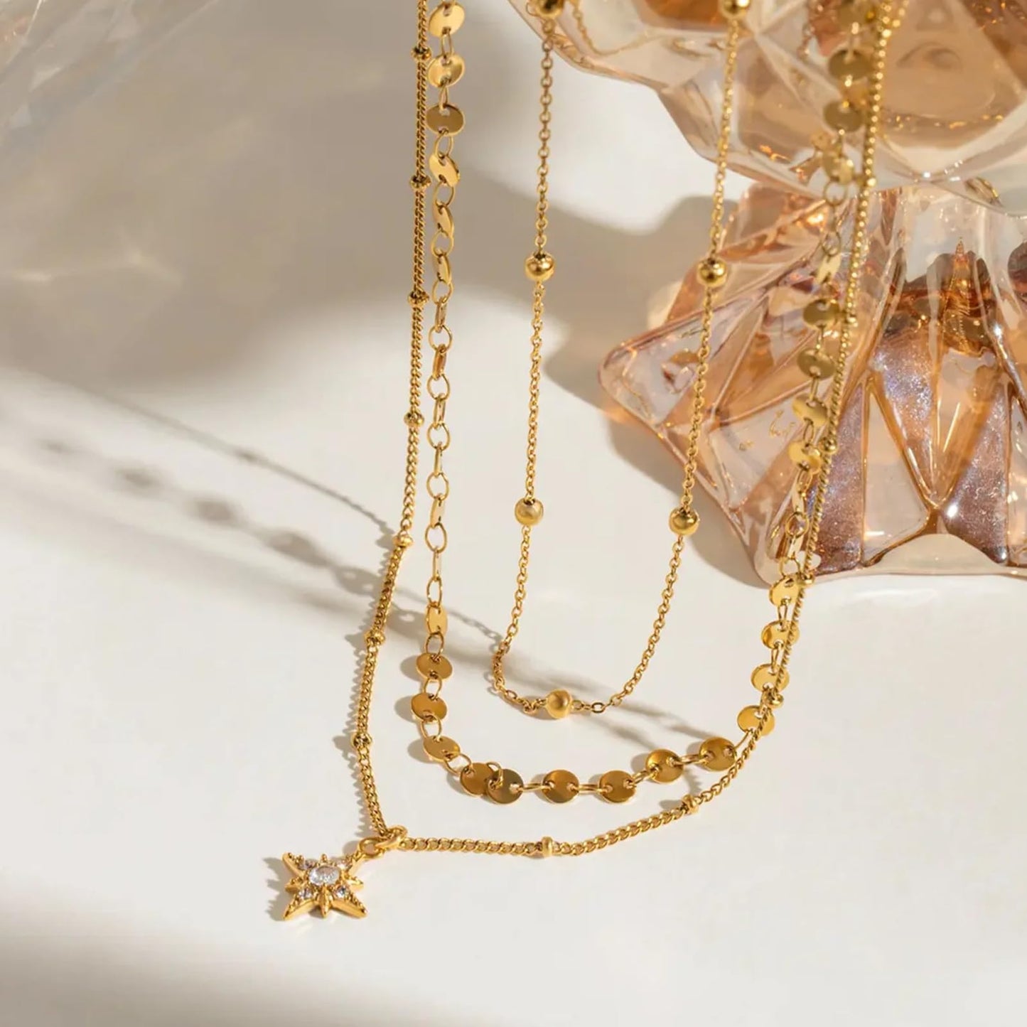 ÌF ME Layered Gold Necklaces for Women, 18K Gold Plated Adjustable Choker Chain Necklace Stack, Dainty Pendant Necklace Jewelry Set