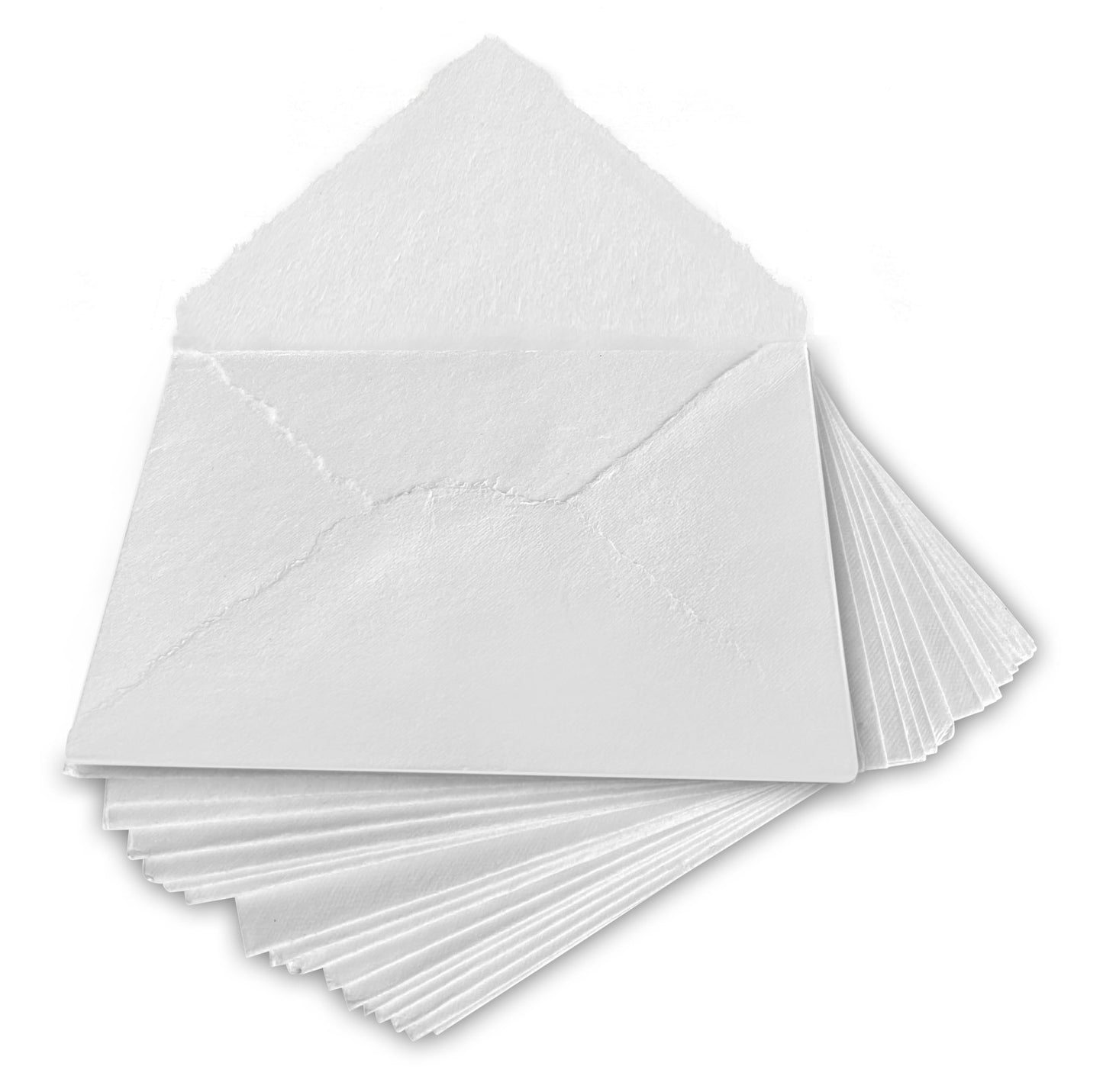 Wanderings Handmade White Deckle Edge Envelope - 6 x 9" Package of 25 - for Announcements Wedding Invitations Greeting Cards Crafts - Thick 150 GSM