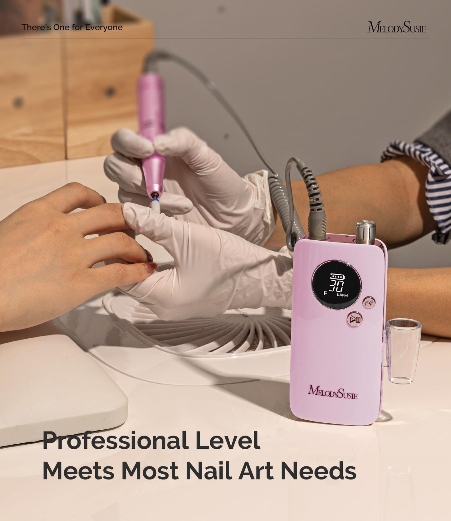 MelodySusie Entry-Level Clip-On Rechargeable Nail Drill, SC320F 30000RPM E-File with Pastel & Colorful Design for Manicure Shaping & Gel Removal, Ideal for Training, Nail Art Practice & Home Use