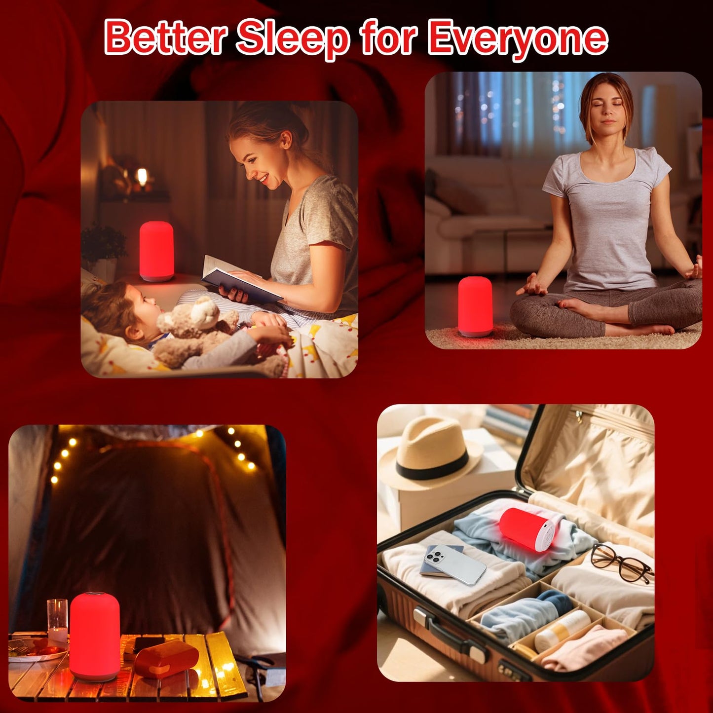 Streamlet 670nm Red Light Night Light for Sleep with Timer, Rechargeable, Dimmable, Sleep Aid Lamp Blue Light Blocking for Improve Sleep, Deep Relaxation, Meditation, Yoga