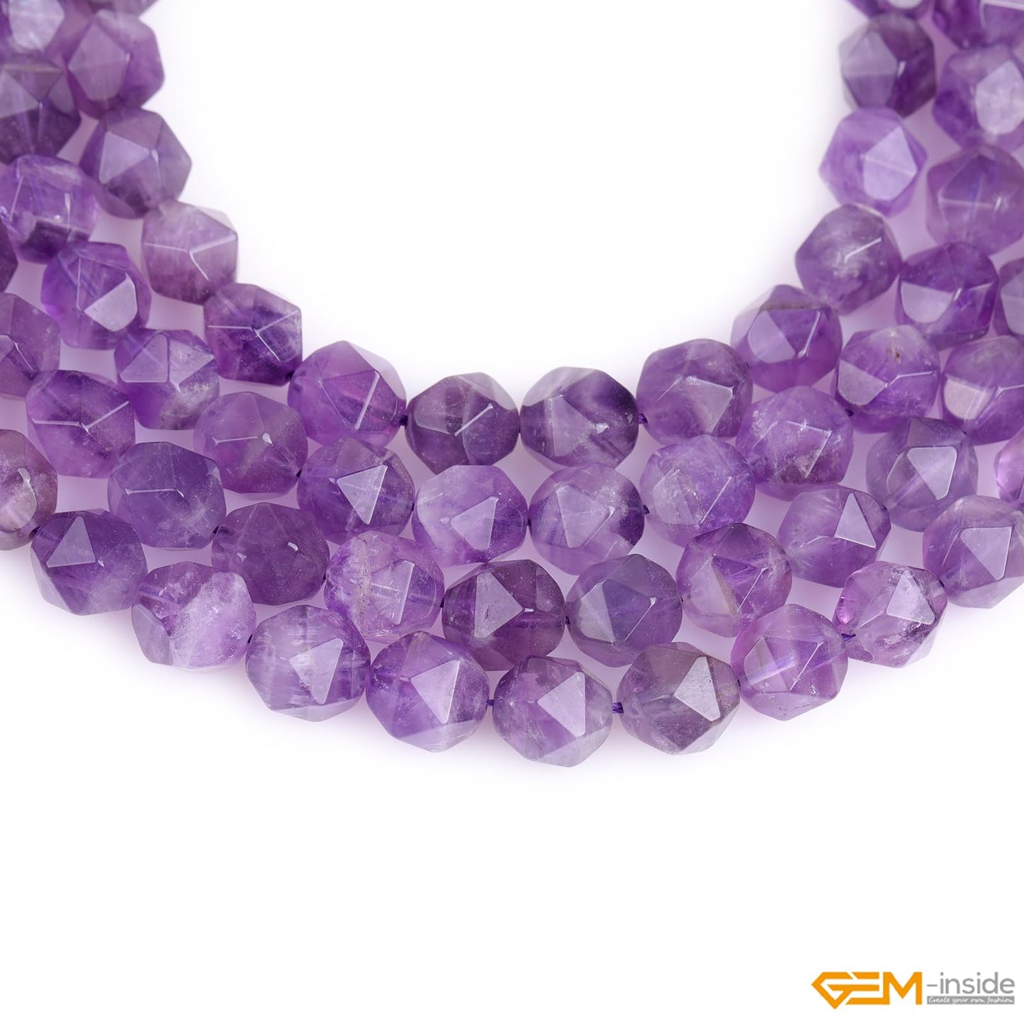 GEM-Inside Natural 8mm Amethyst Gemstone Loose Beads Light Purple Square Faceted Agate Beads Cambay Crystal Energy Stone Power for Jewelry Making 15"