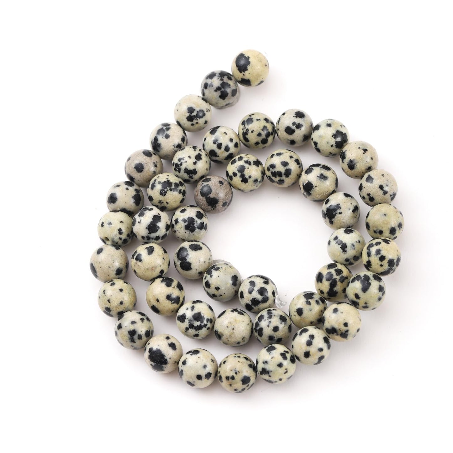 8mm 45pcs DIY Natural Dalmatian Stone Beads Round Healing Crystal Gemstone Loose Beads for Jewelry Making Handmade Bracelet Necklace
