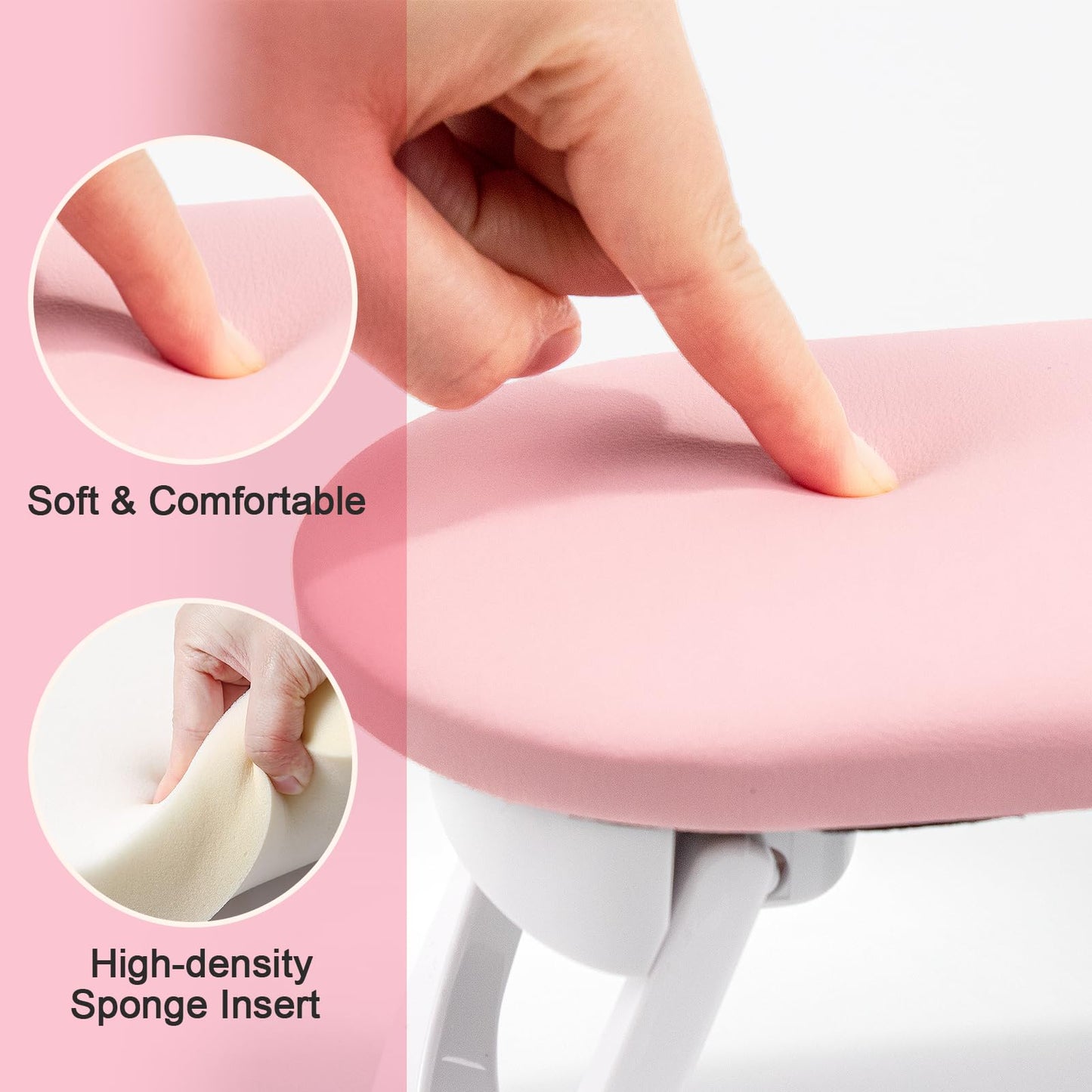 Subay Nail Arm Rest, Foldable PU Leather Manicure Hand Rest for Acrylic Nails Cushion Hand Holder, Nail Arm Rest Pillow Nail Art Tool for Nails Tech Manicure Pedicure Salon Home Use - Pink