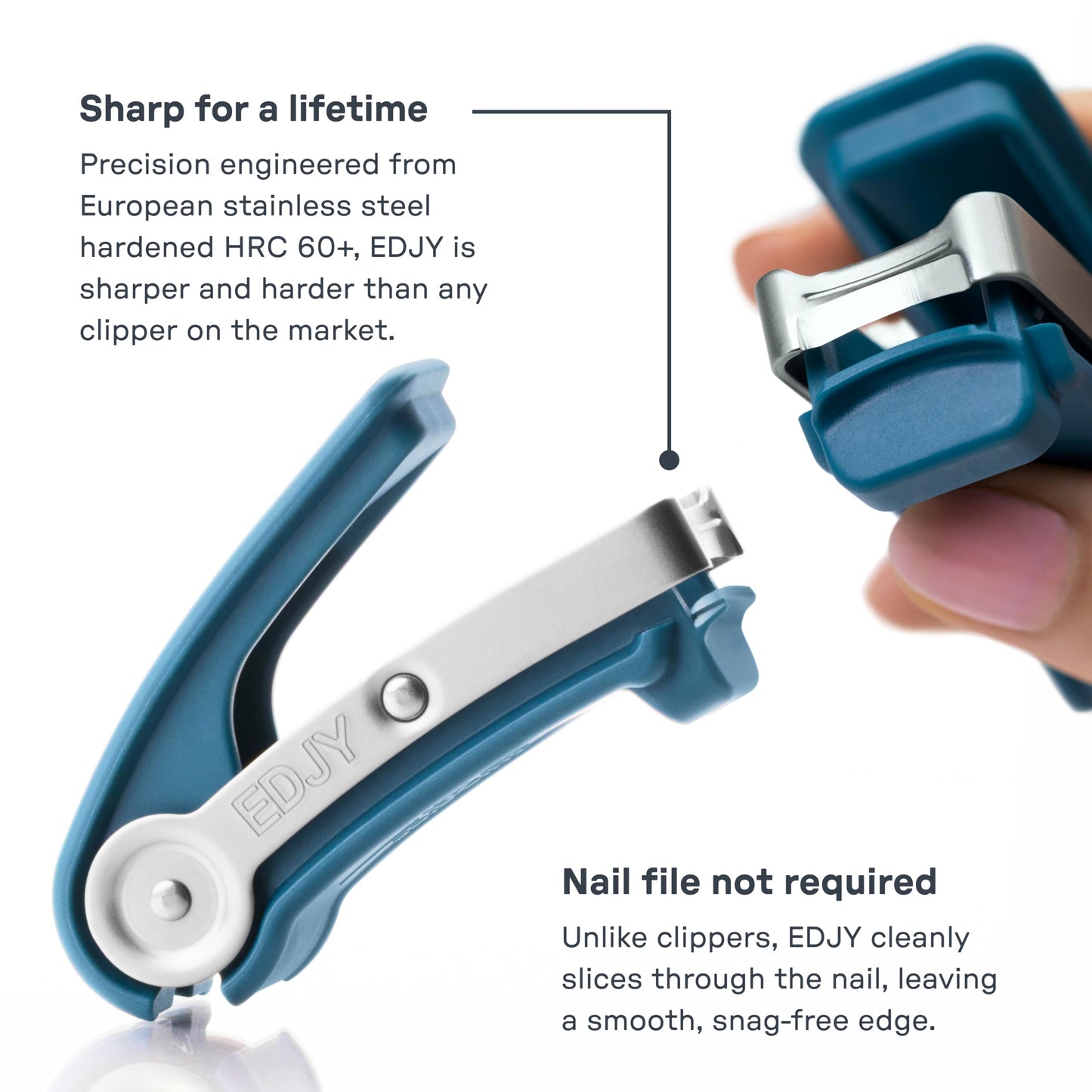 EDJY Toenail Cutter - Precision Stainless Steel Nail Cutter for Toenails | Sharp Blade, Ergonomic Design, Durable & Rust-Resistant | Ideal for Large and Thick Nails | EDJY Blue